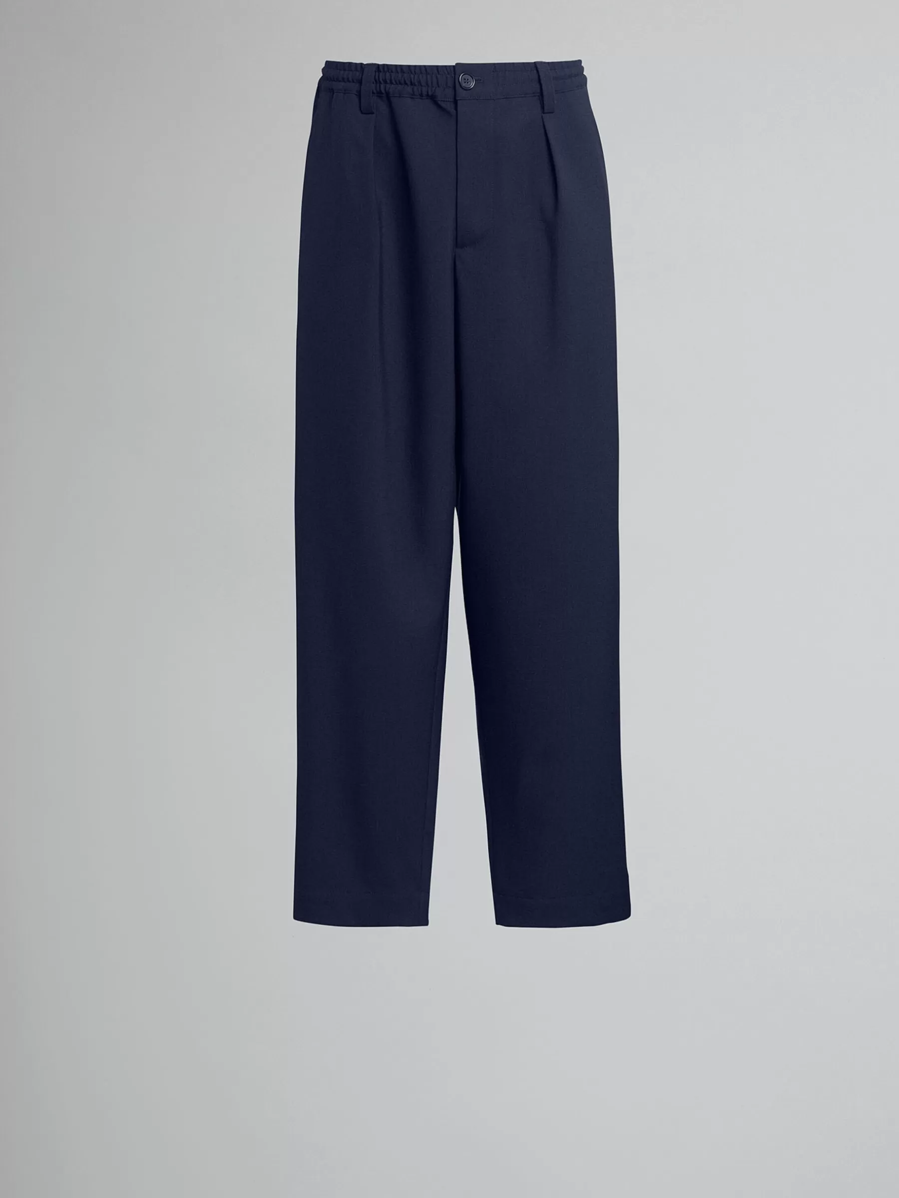 Marni Blue Cropped Trousers In Tropical Wool BLUBLACK Discount