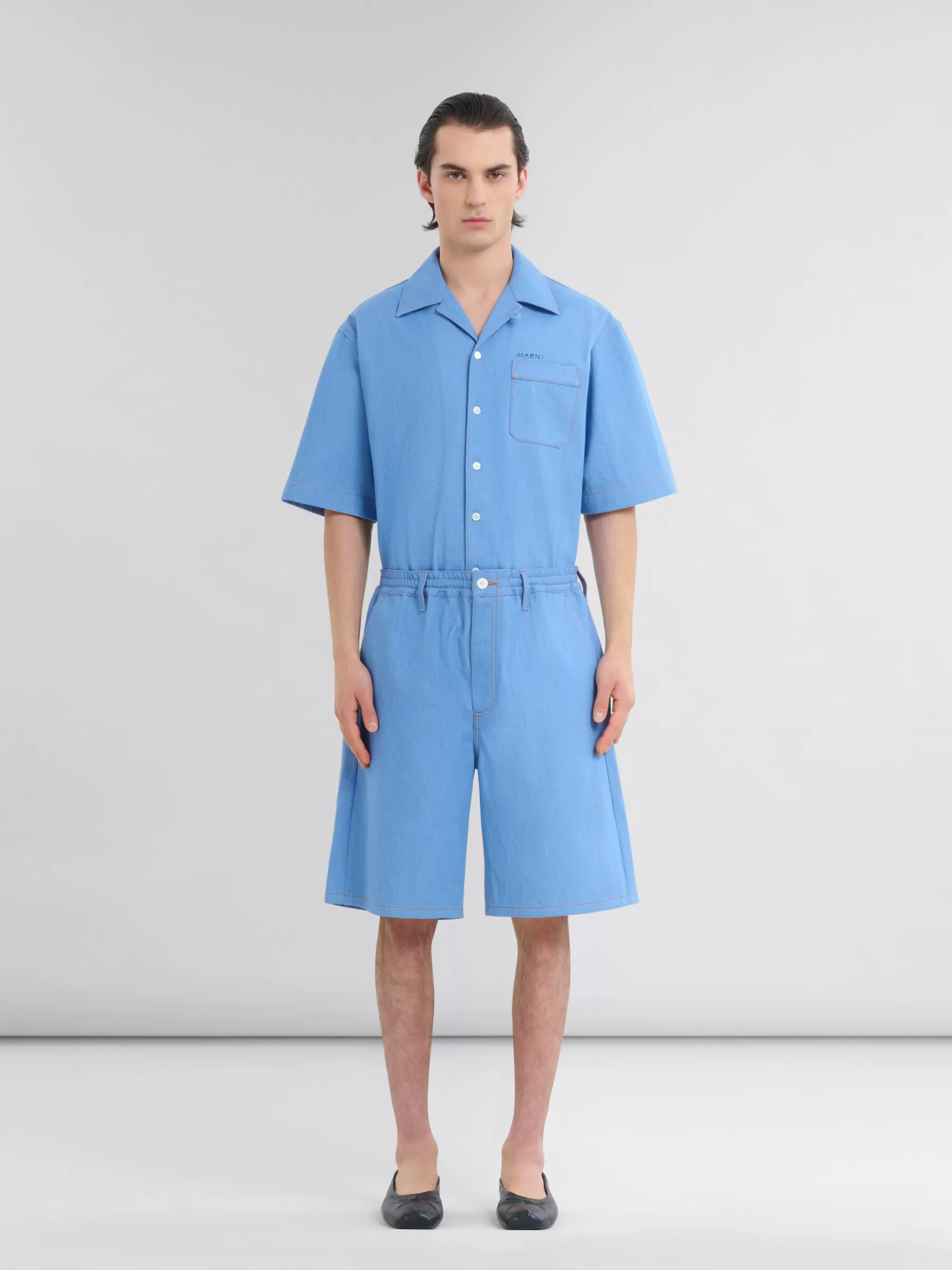 Marni Blue Denim Boxer Shorts AZURE Hot