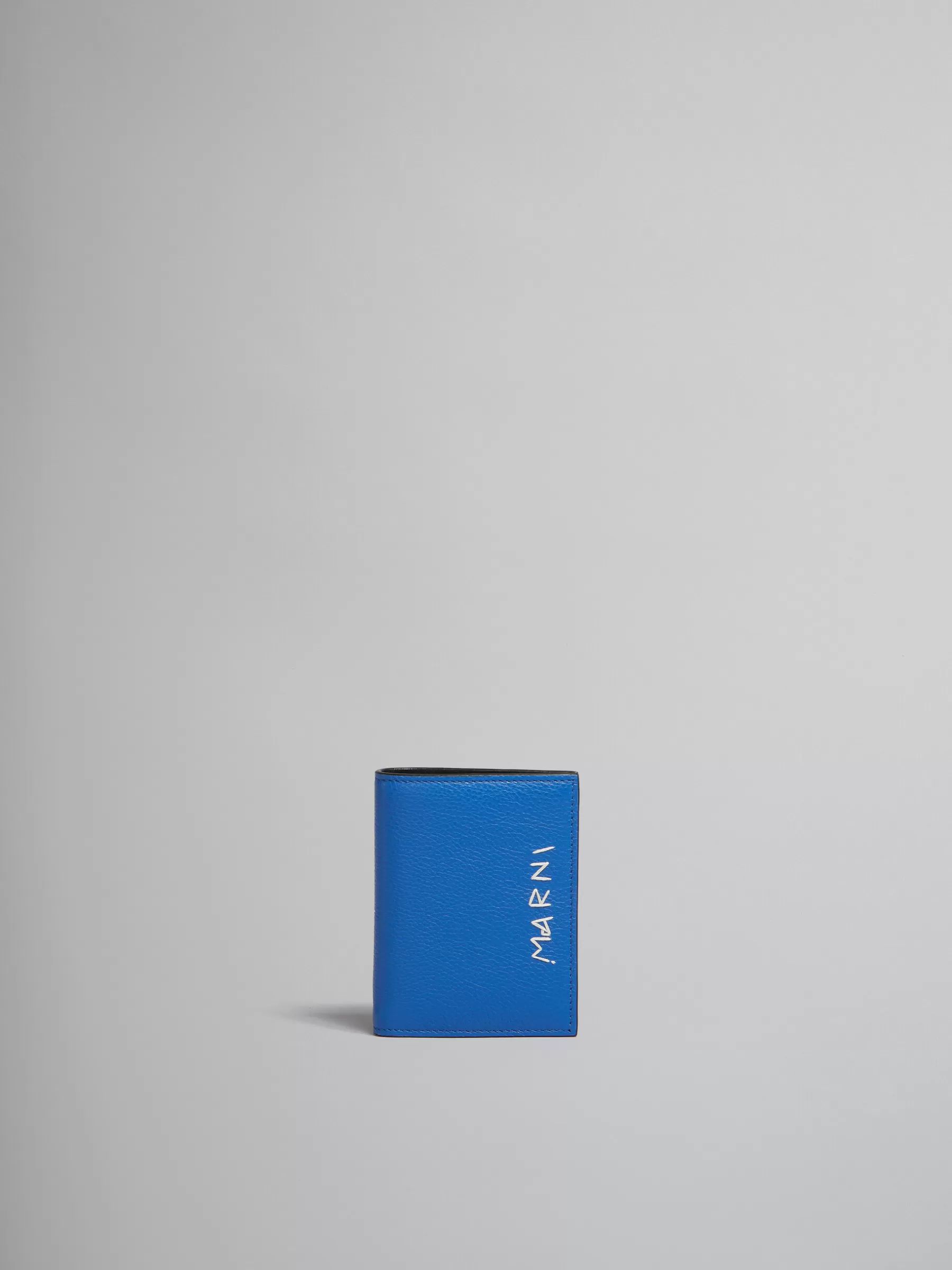 Marni Blue Leather Bifold Wallet With Mending ROYAL Store
