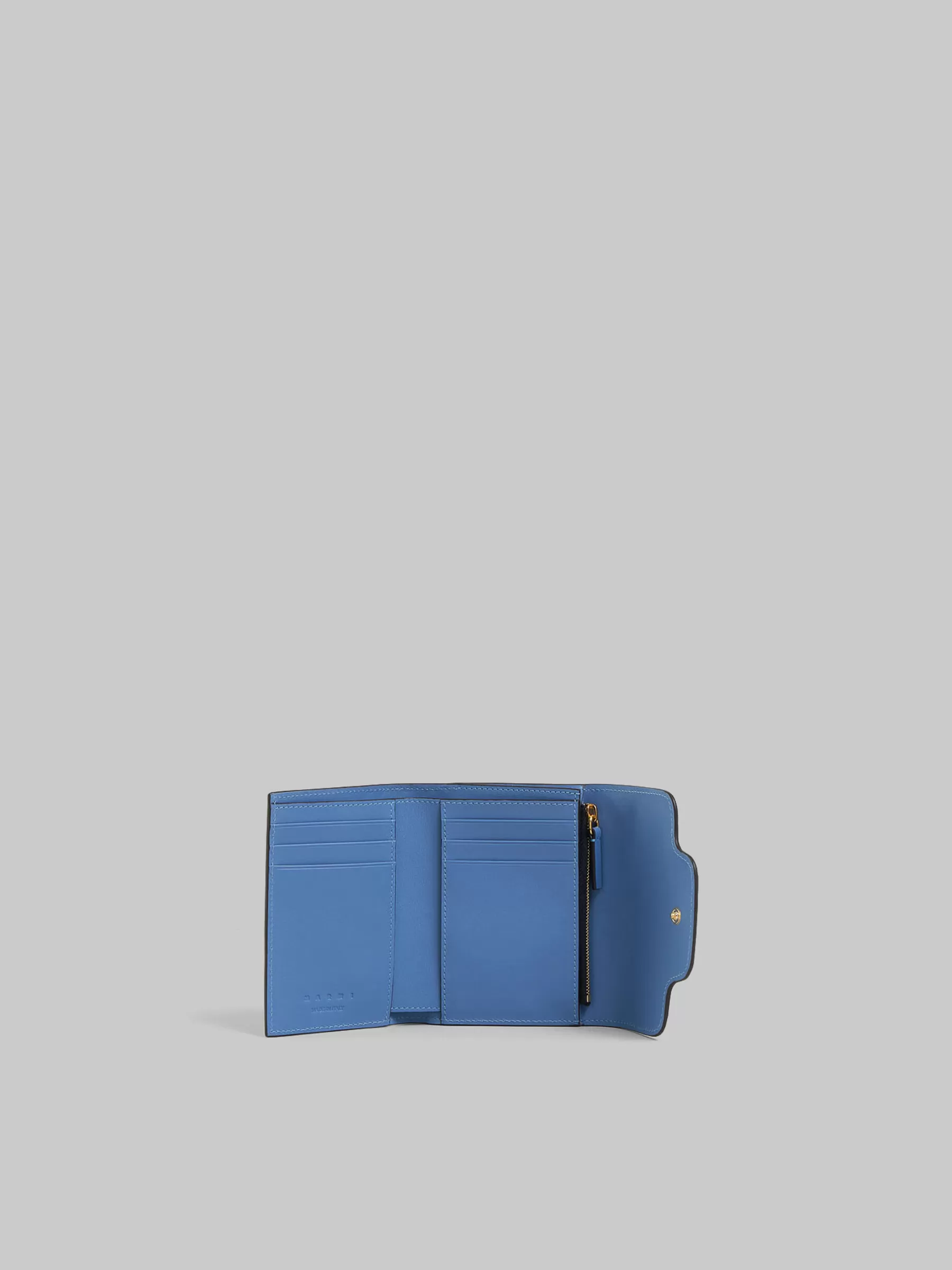 Marni Blue Leather Trunkaroo Trifold Wallet OPAL Outlet