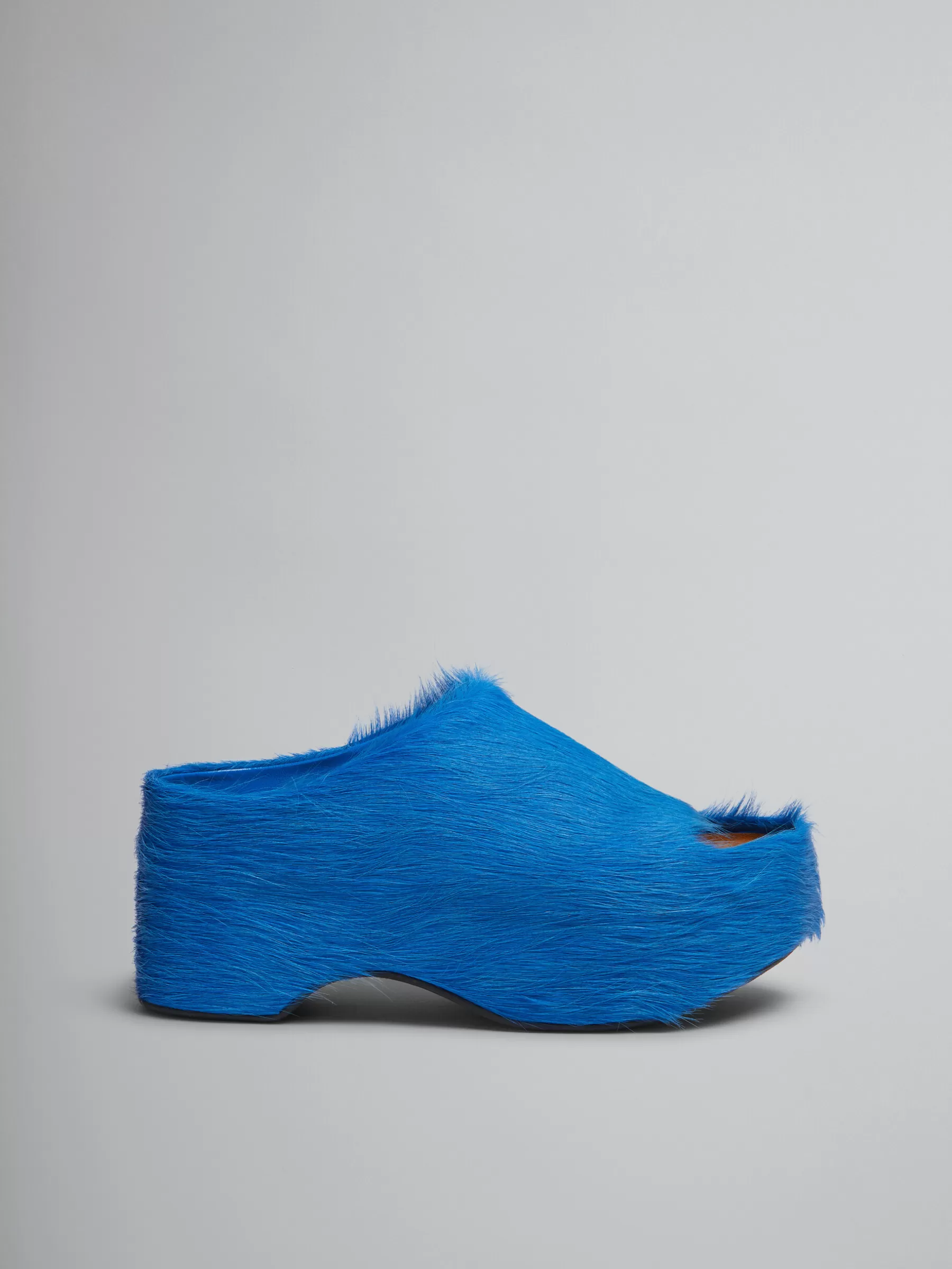 Marni Blue Long-hair Calfskin Chunky Clog Slide MAZARINEBLUE Cheap