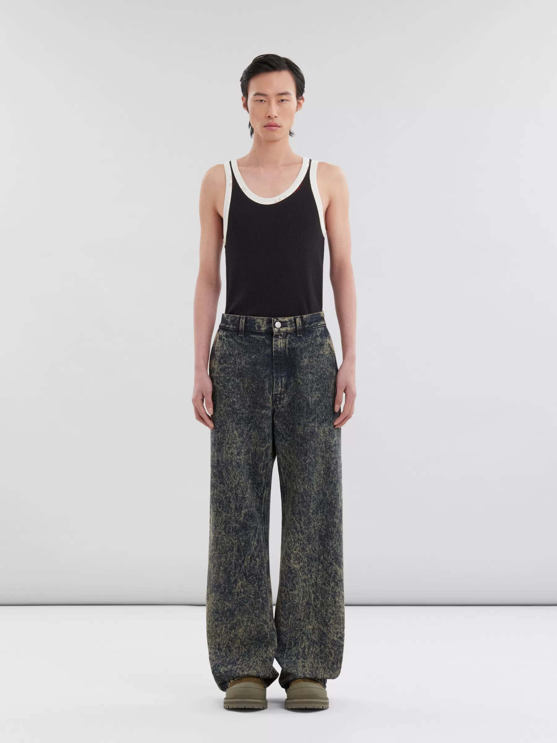 Marni Blue Marble Denim Straight-leg Jeans NOMAD/BEIGE Fashion