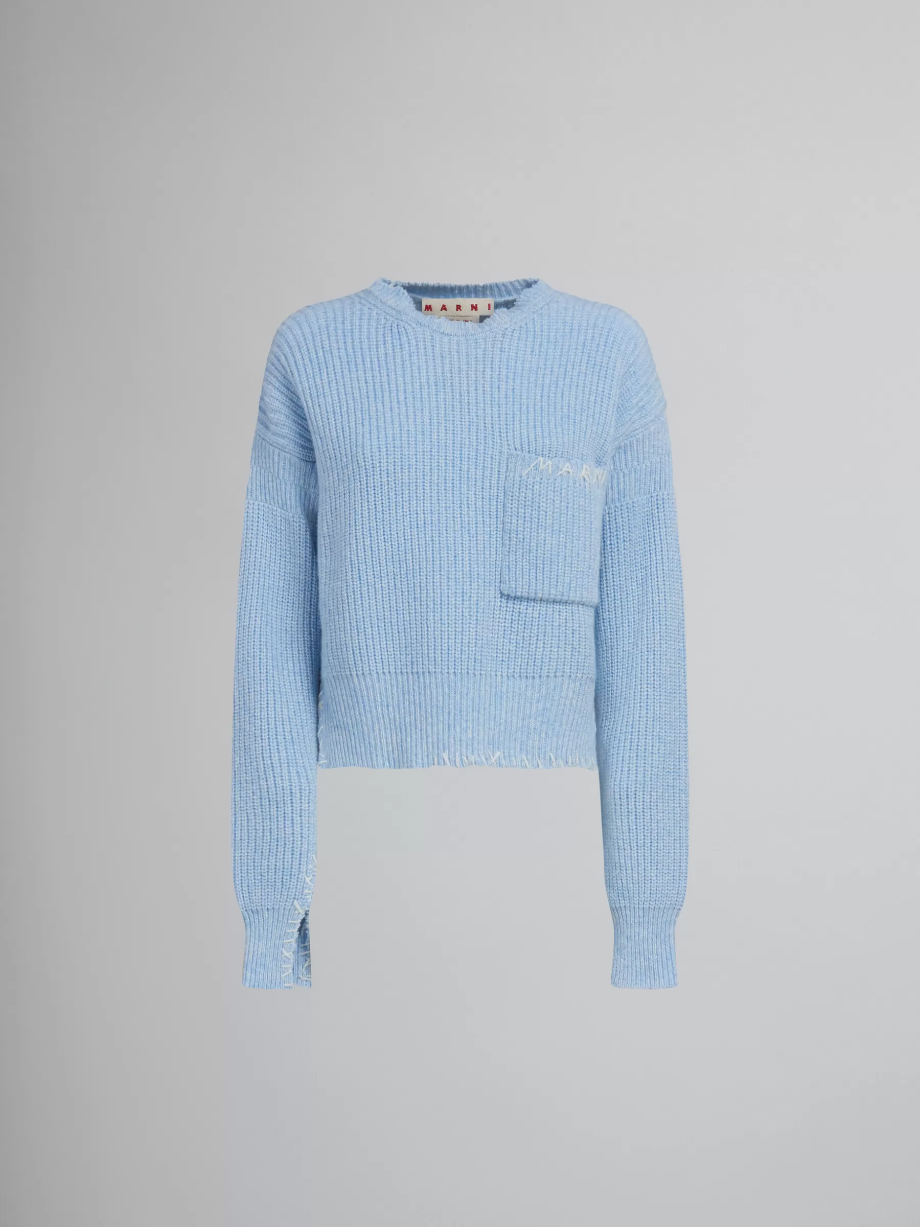 Marni Blue Mouliné Jumper With Mending ILLUSIONBLUE Outlet