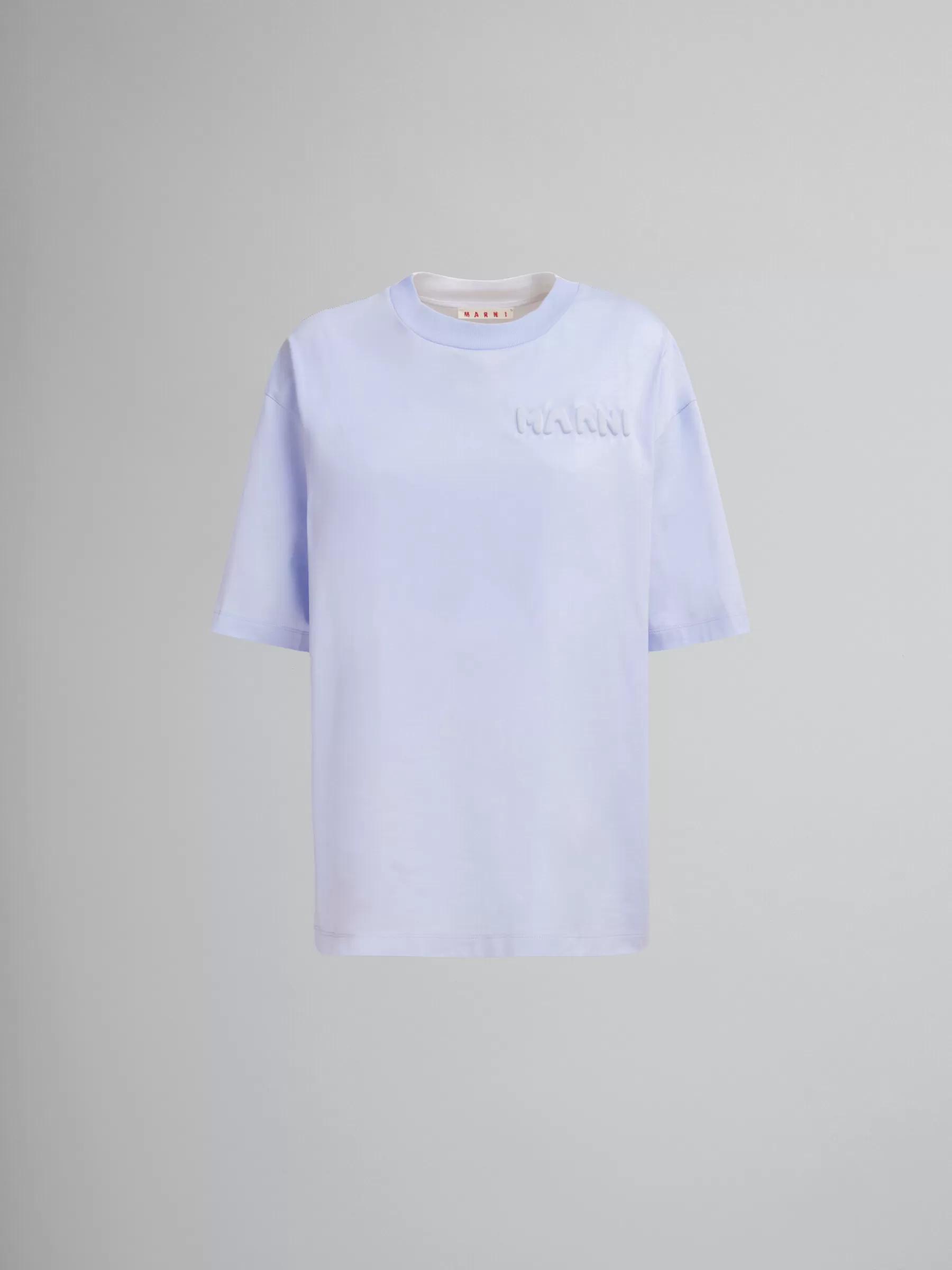 Marni Blue Organic Cotton Boxy T-shirt With Padded Logo ILLUSIONBLUE Best