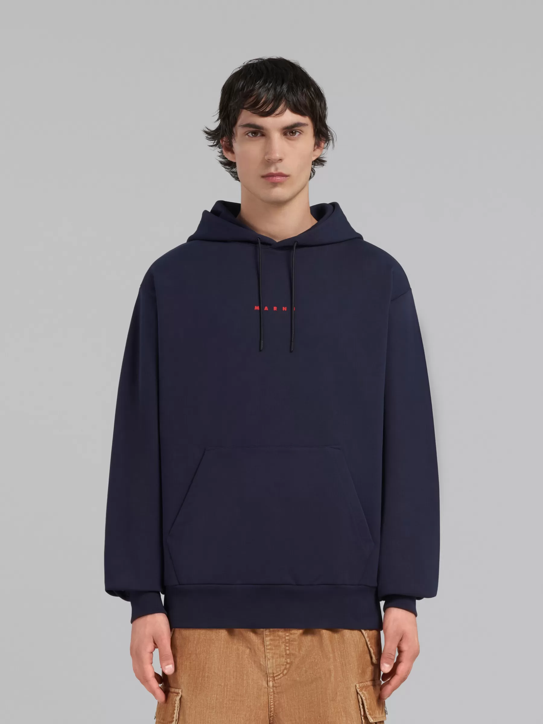 Marni Blue Organic Cotton Hoodie With Print BLUMARINE Fashion