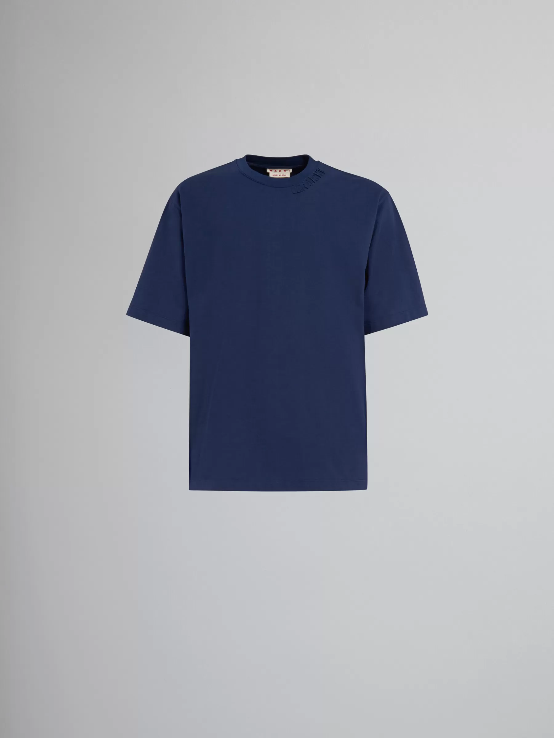 Marni Blue Organic Cotton Oversized T-shirt With Patches BLUMARINE Hot
