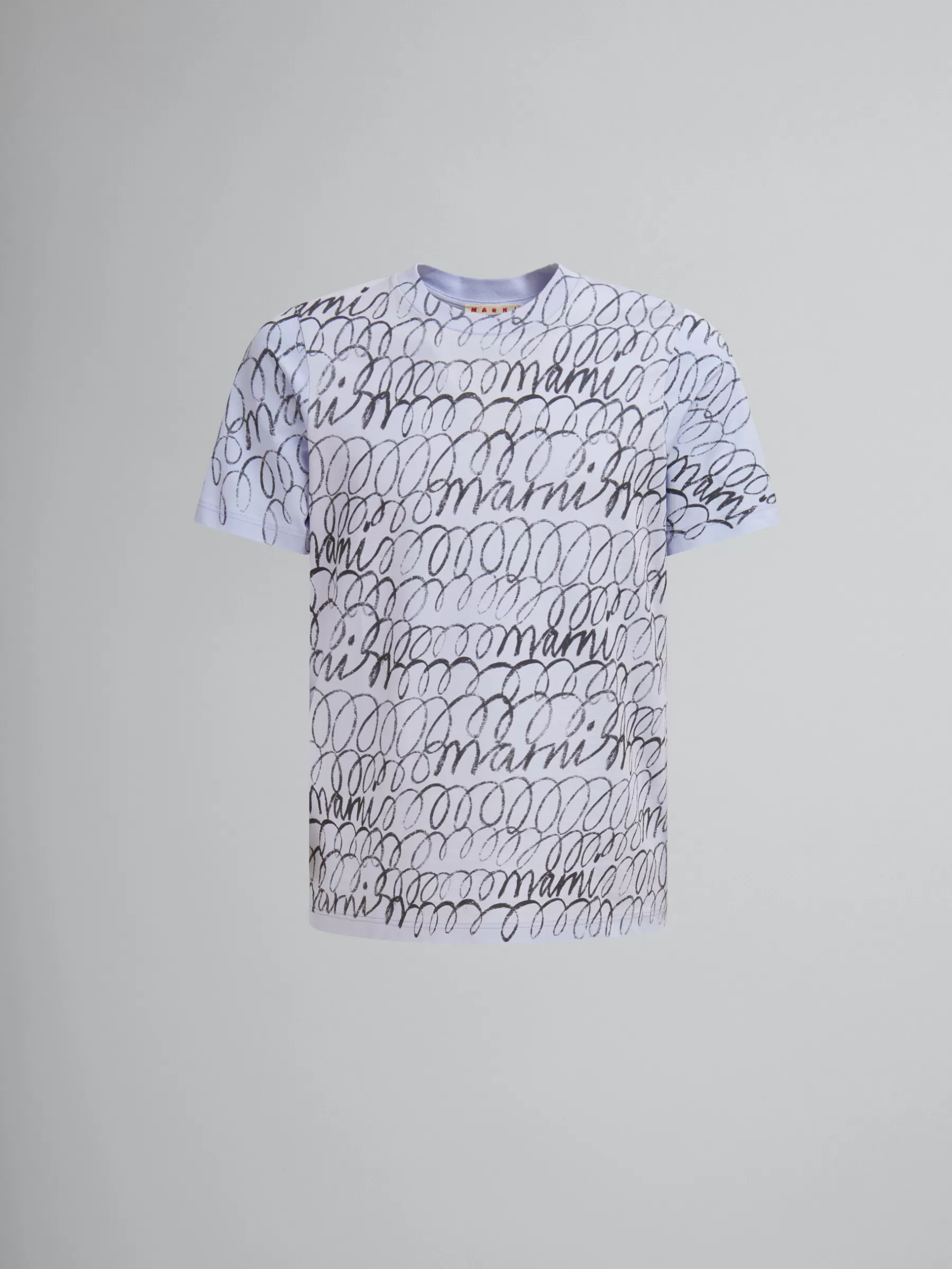 Marni Blue Organic Cotton T-shirt With Scribble Motif ILLUSIONBLUE Fashion