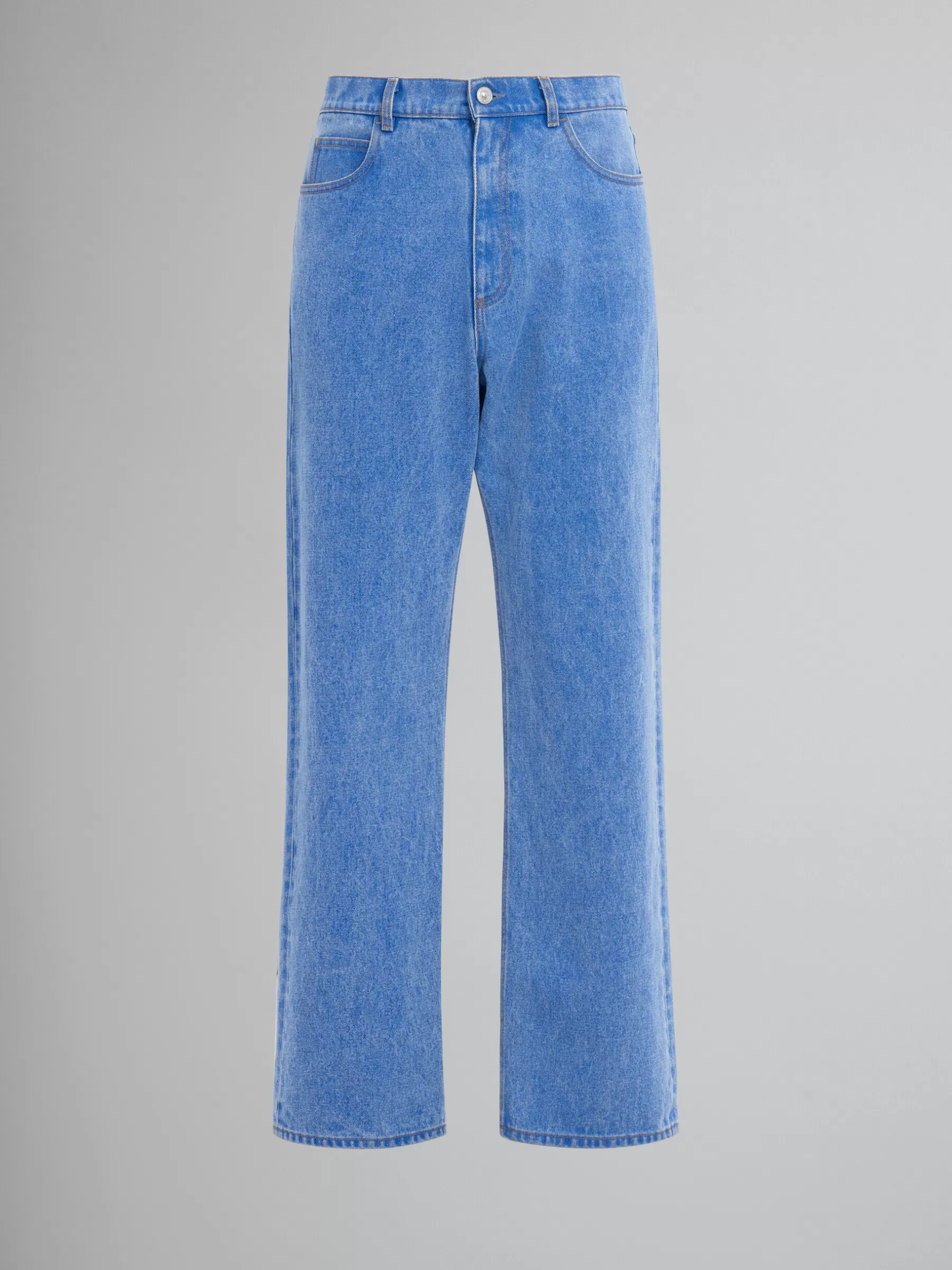 Marni Blue Organic Denim Wide-leg Jeans COBALT Fashion