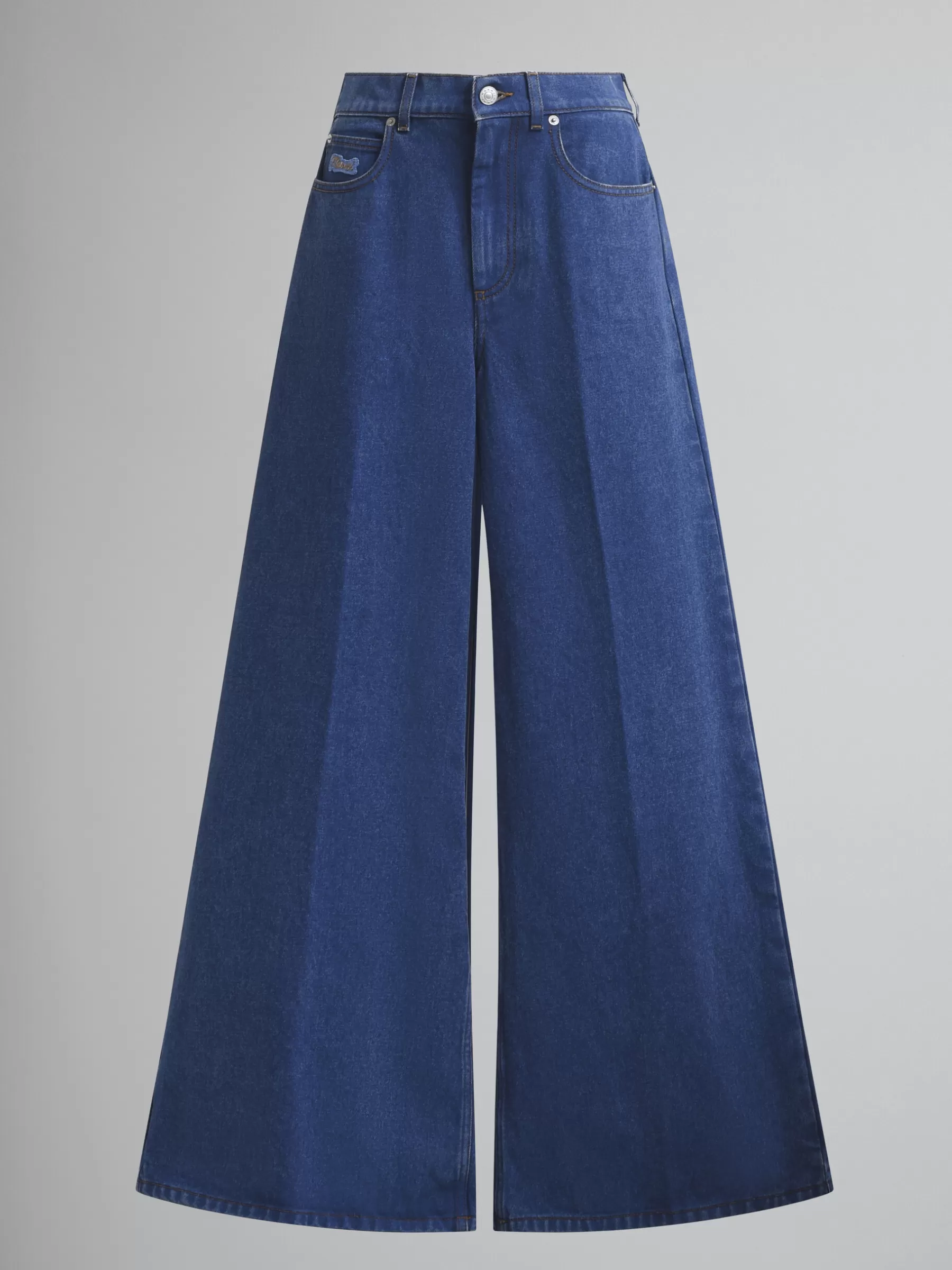 Marni Blue Organic Denim Wide-leg Jeans OCEAN Cheap