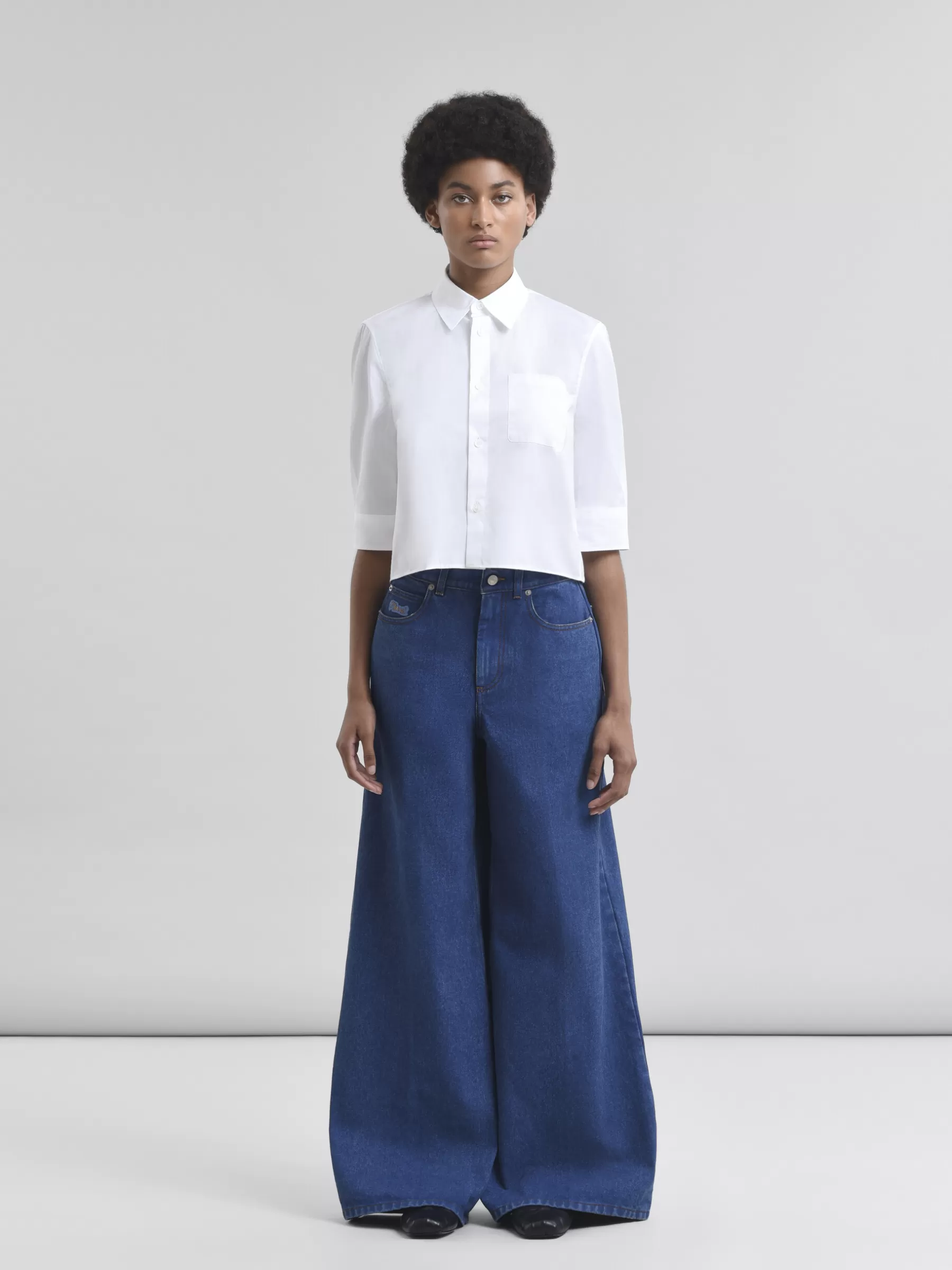 Marni Blue Organic Denim Wide-leg Jeans OCEAN Cheap