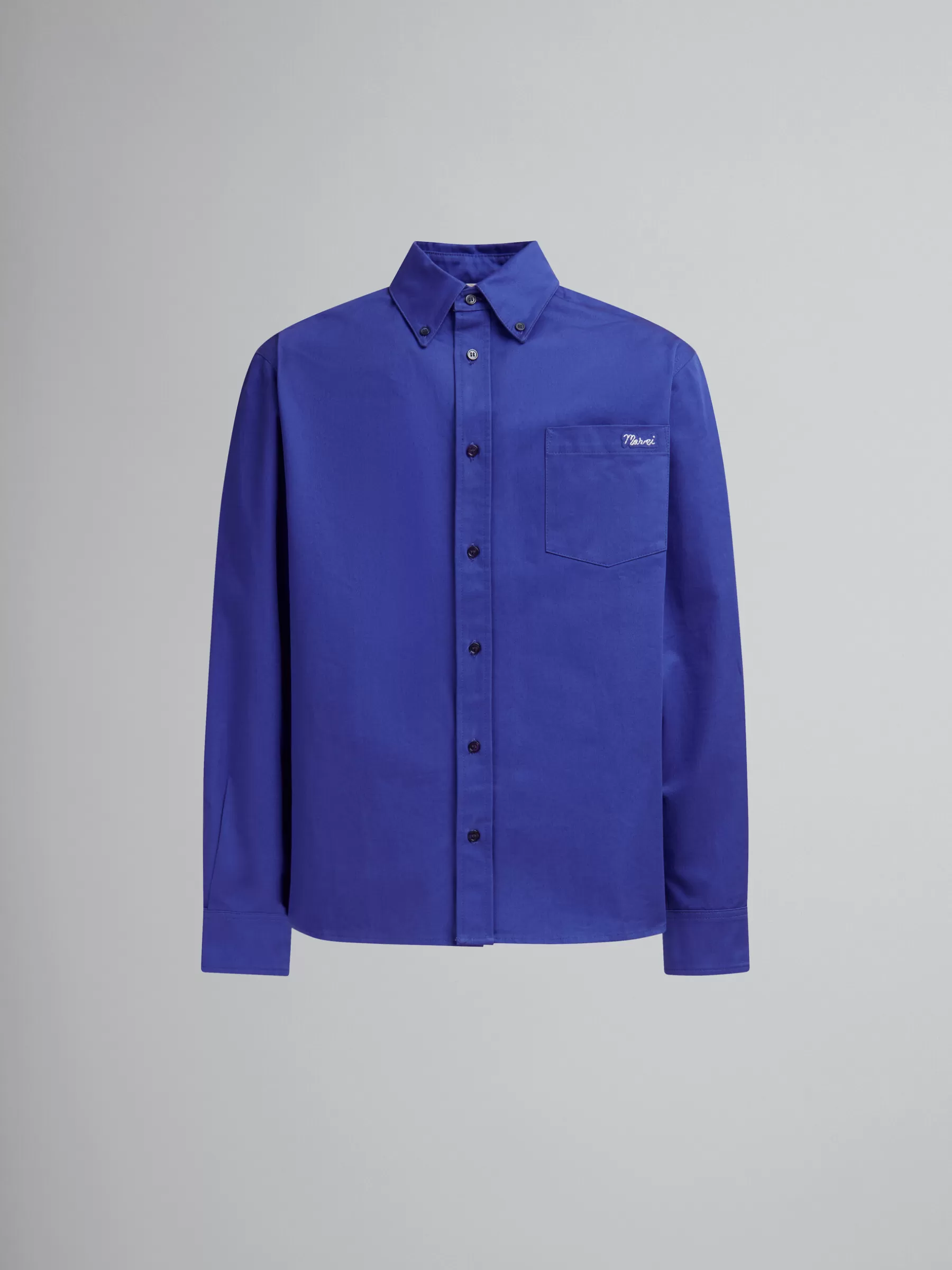 Marni Blue Organic Gabardine Shirt With Patch MAZARINEBLUE Fashion