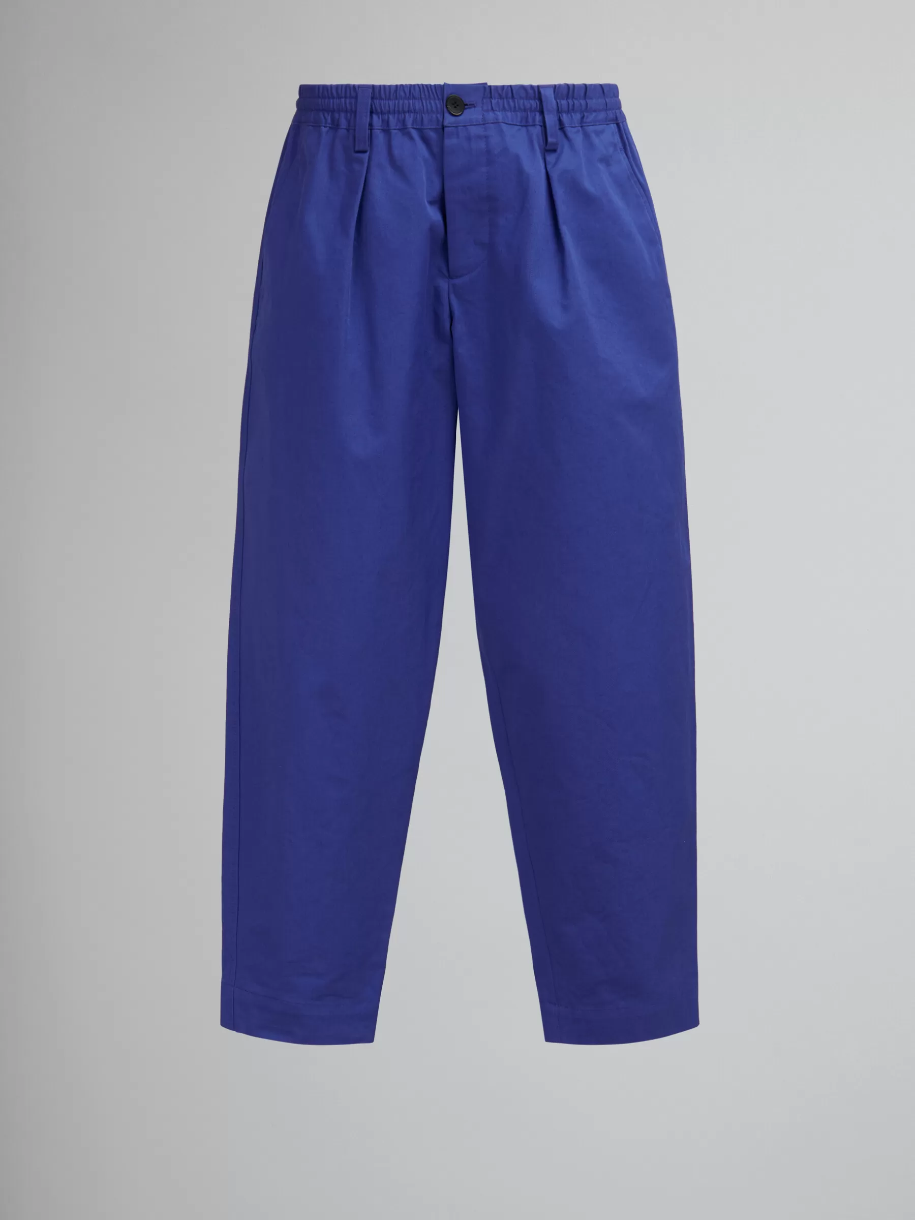 Marni Blue Organic Gabardine Trousers With Drawstring Waist MAZARINEBLUE Hot