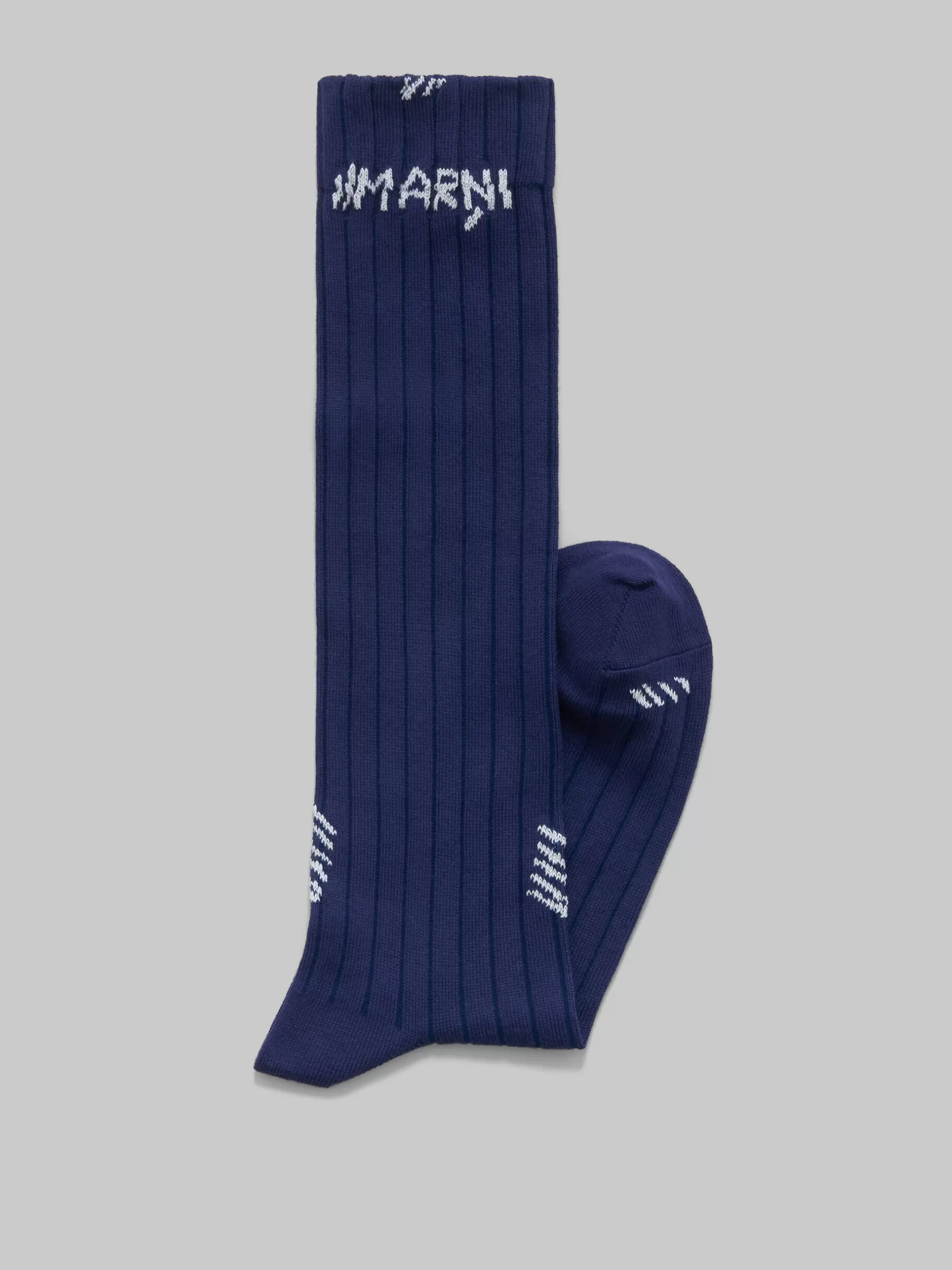 Marni Blue Ribbed Cotton Socks With Mending BLUECHINA Flash Sale