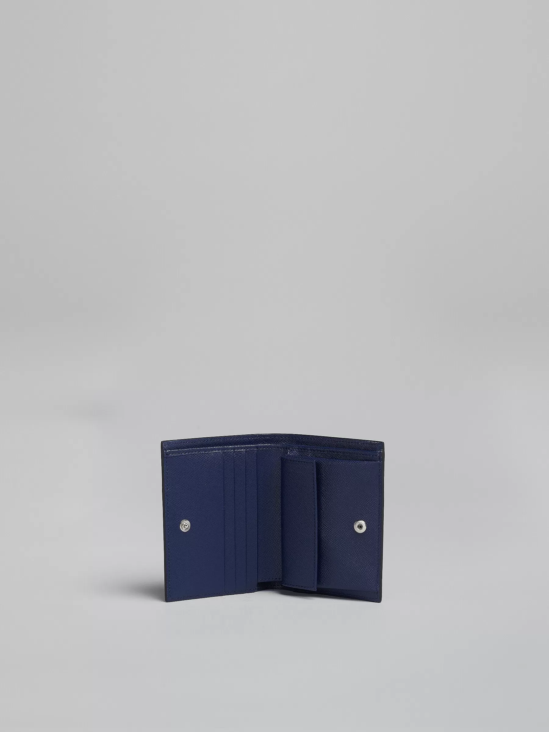 Marni Blue Saffiano Leather Bi-fold Wallet BLUBLACK Online