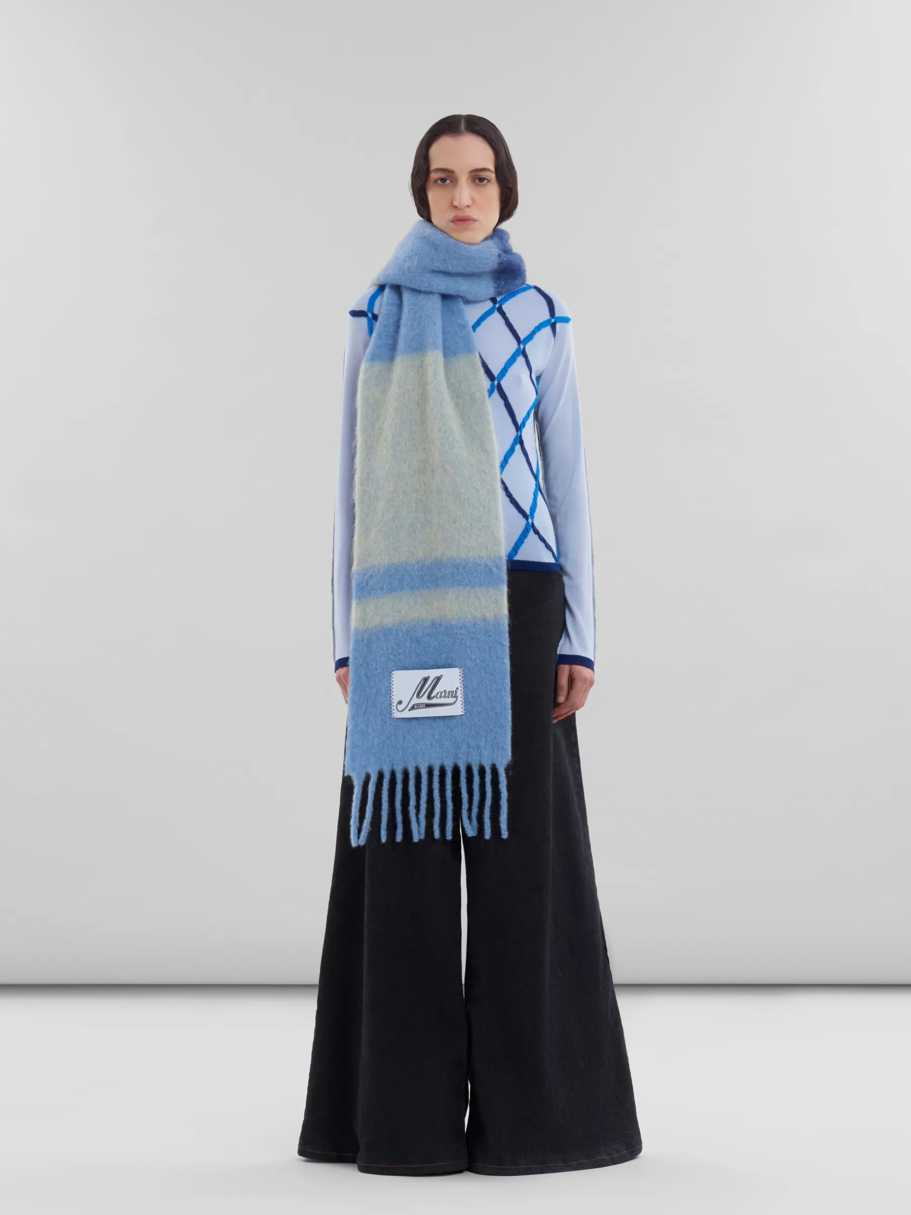 Marni Blue Striped Alpaca-mohair Scarf LAKE Flash Sale