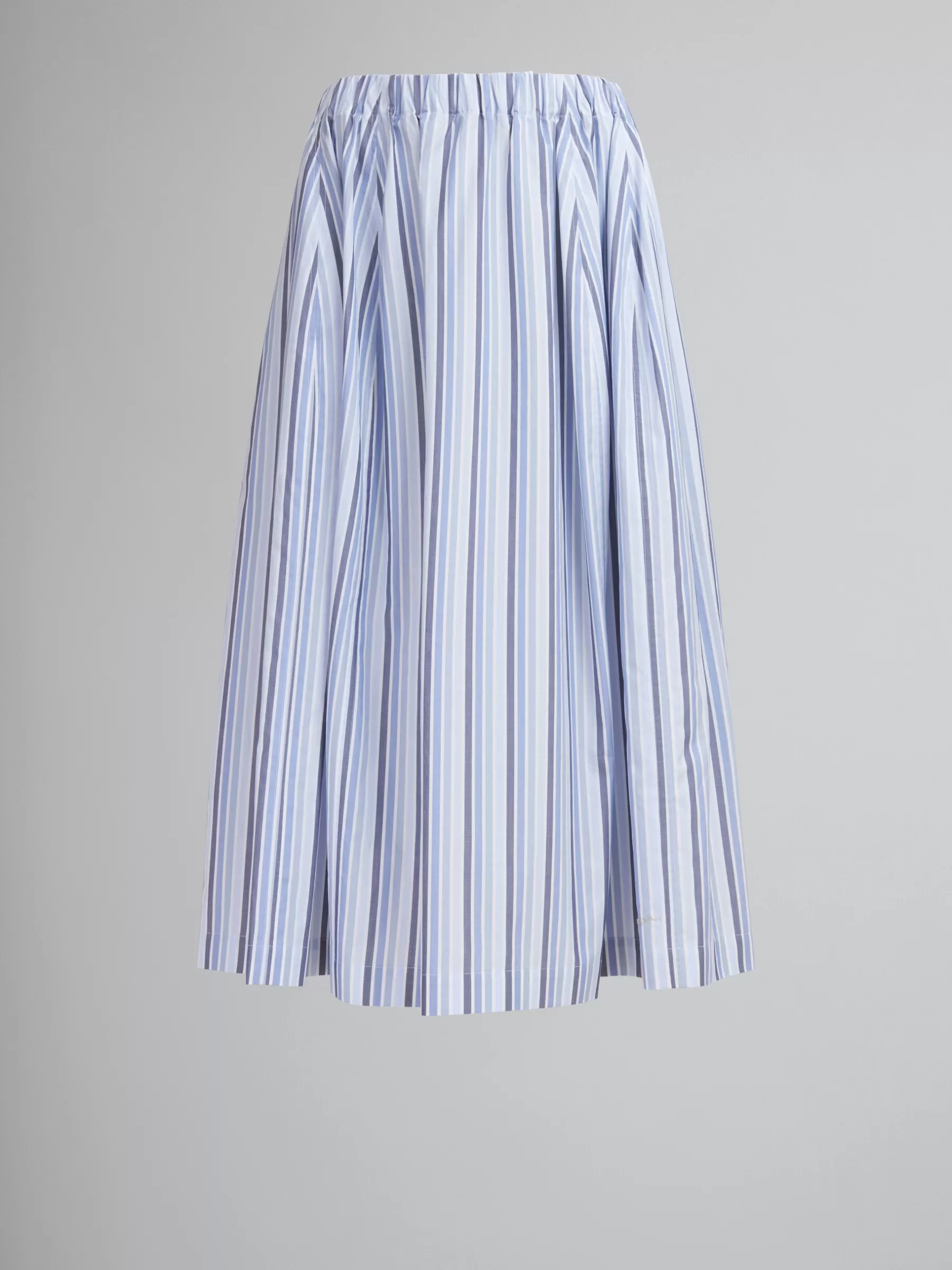 Marni Blue Striped Organic Poplin Elasticated Midi Skirt LAKE Shop