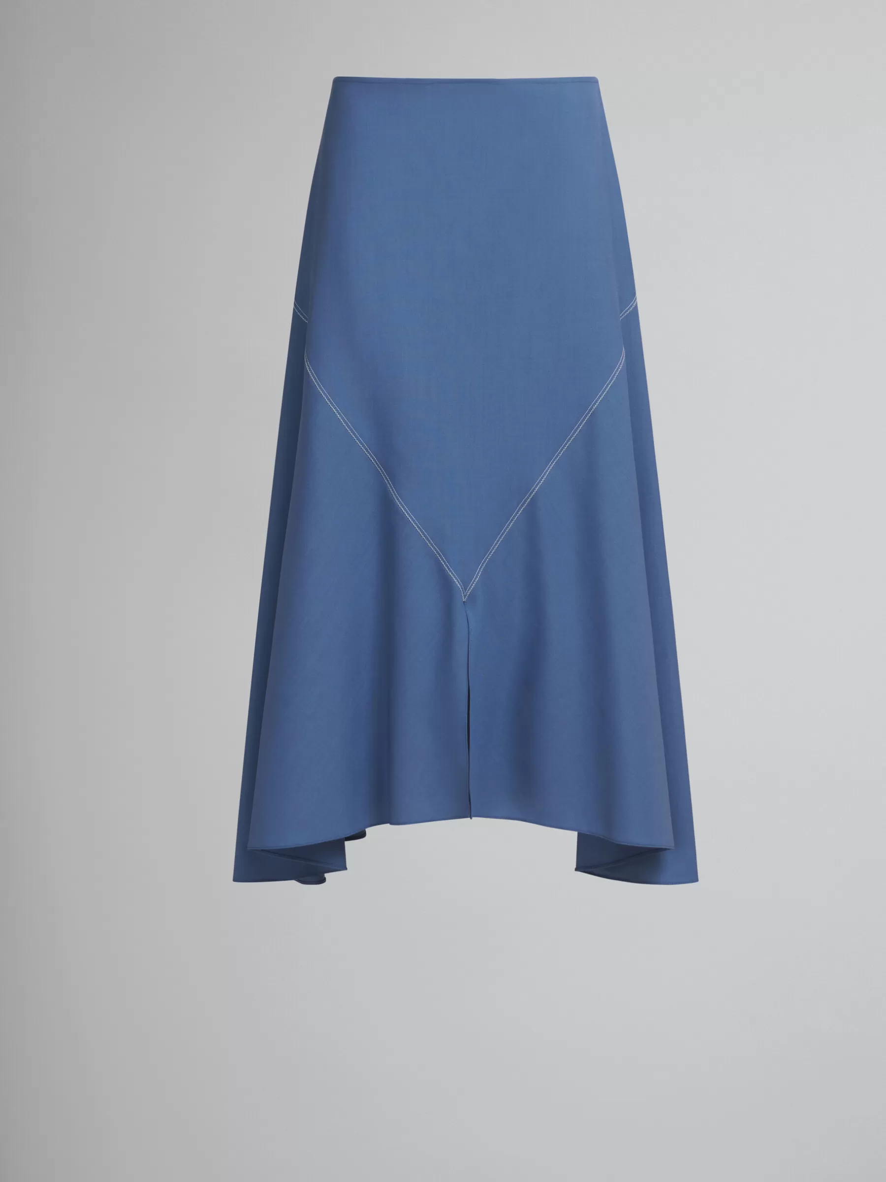 Marni Blue Tropical Wool Midi Skirt With V Detail SAPPHIRE BLUE Sale