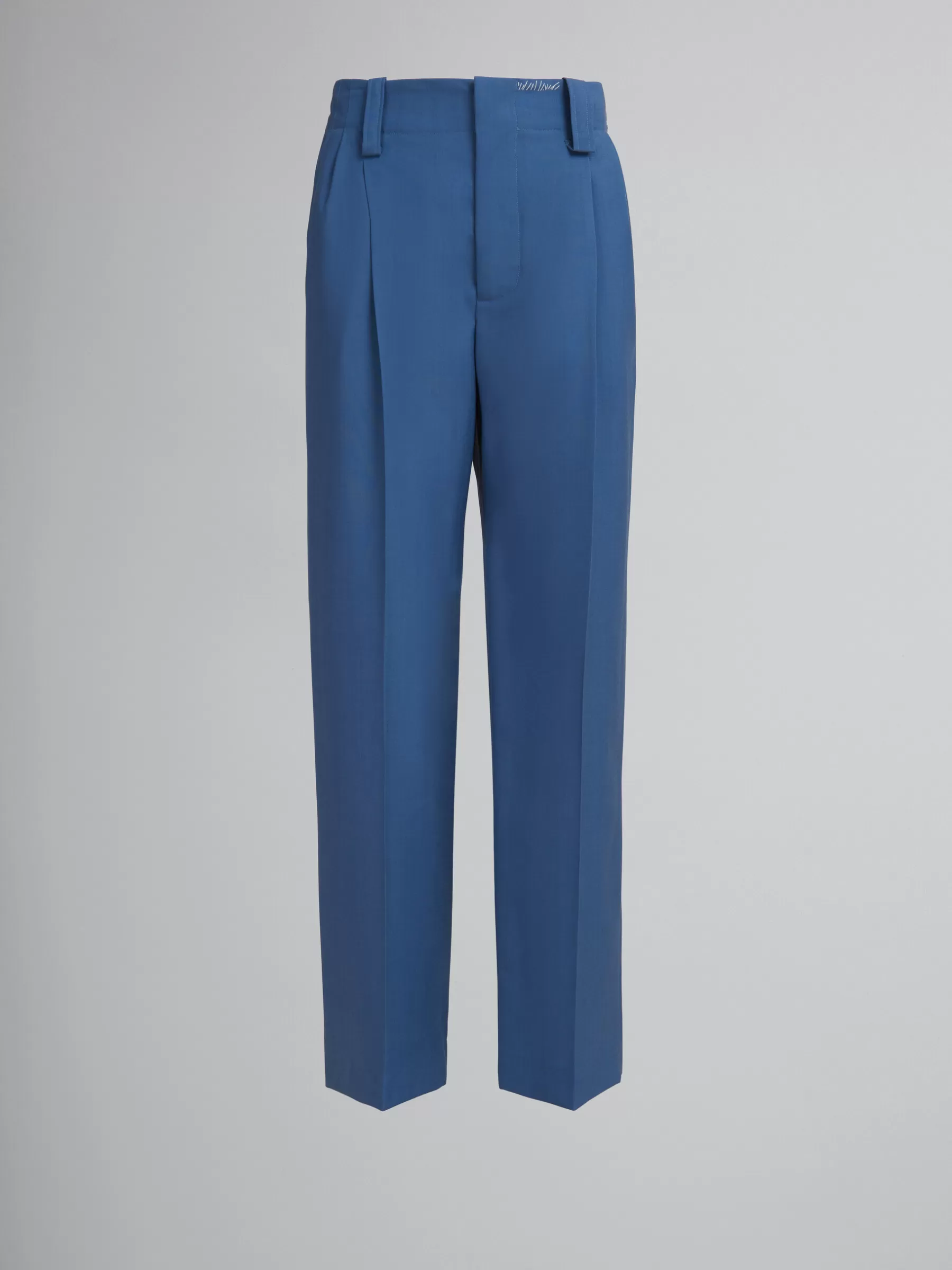 Marni Blue Tropical Wool Pleated Trousers SAPPHIRE BLUE Shop