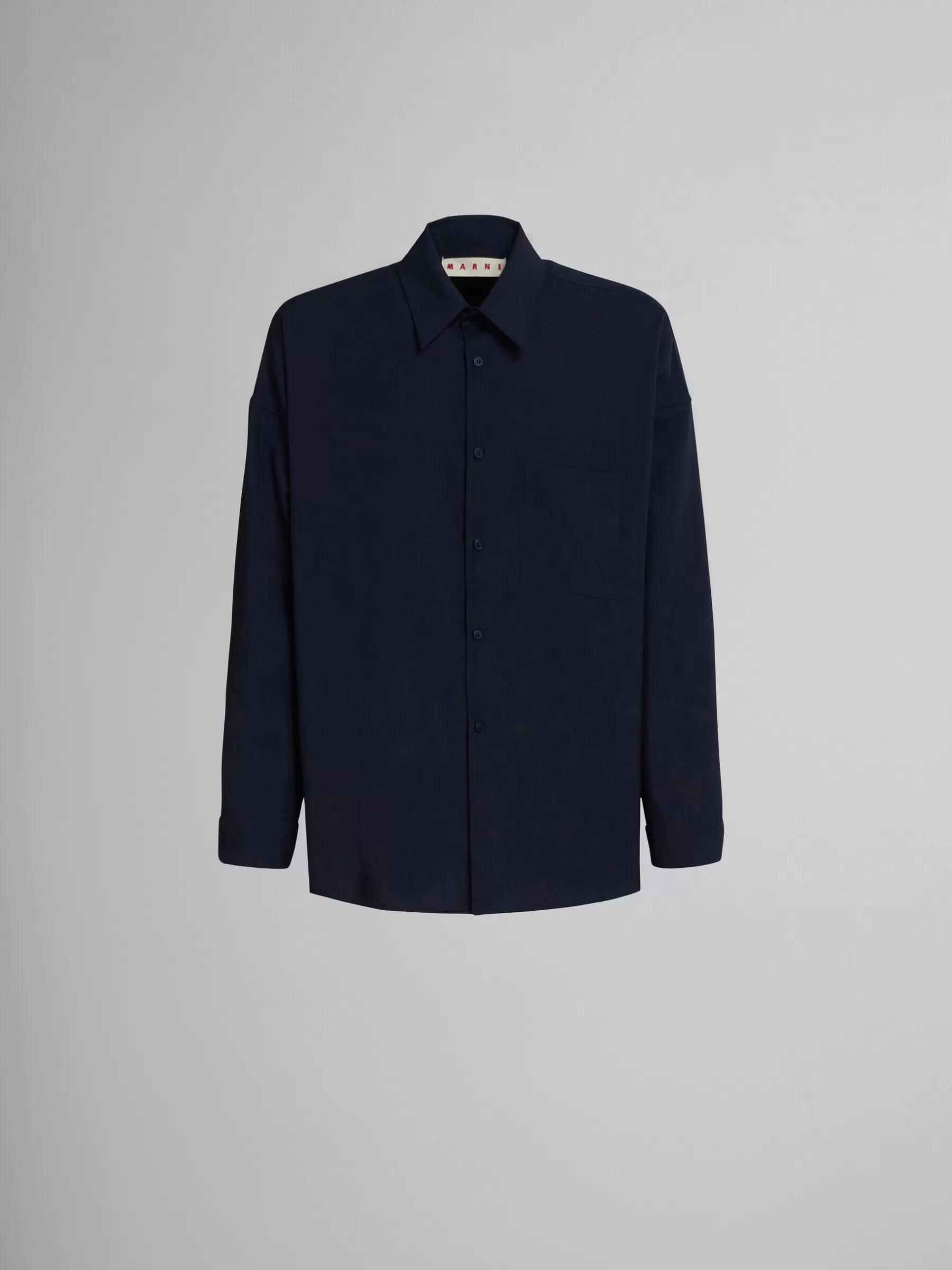 Marni Blue Tropical Wool Shirt BLUBLACK Cheap