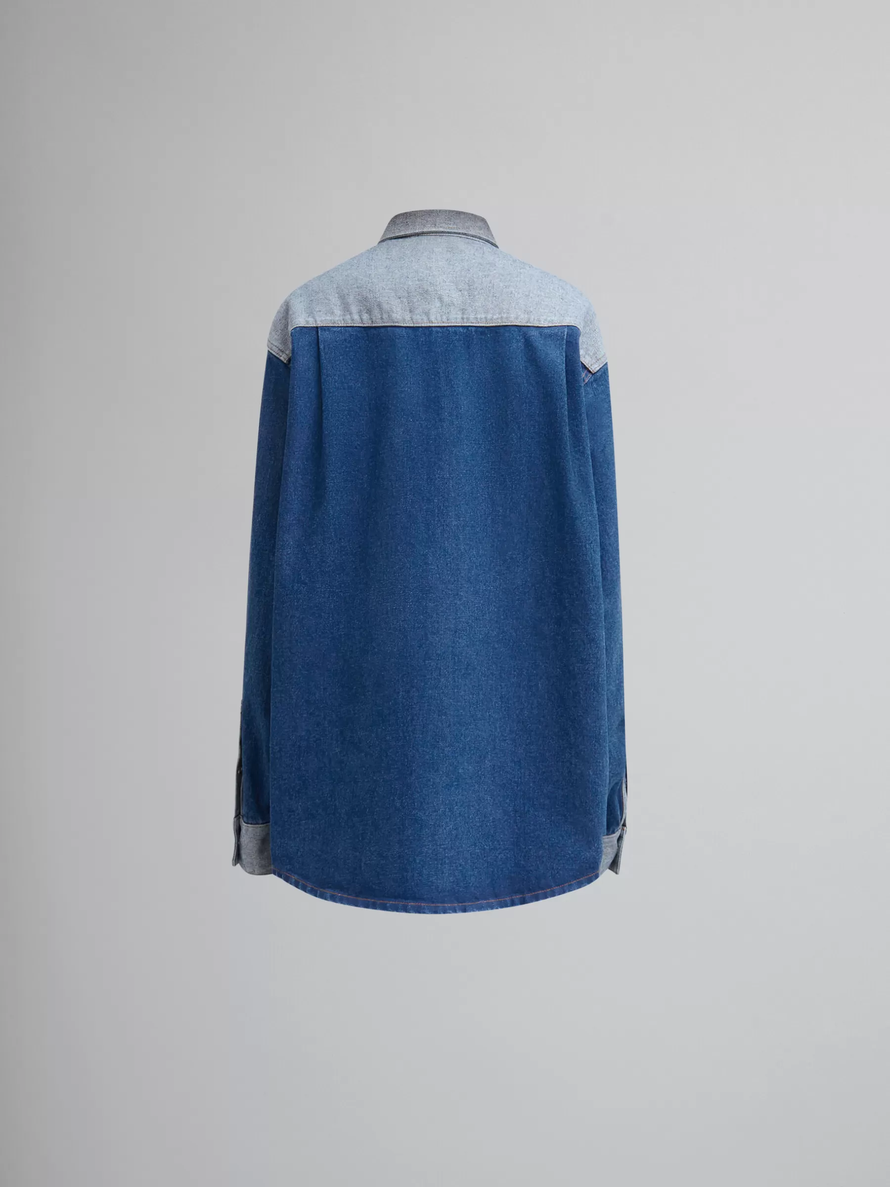 Marni Blue Two-tone Denim Shirt With Raw-cut Edges OCEAN Outlet