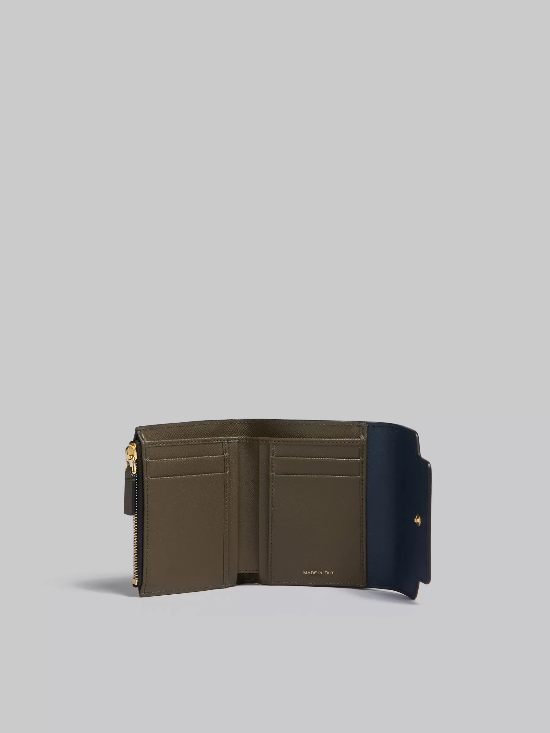 Marni Blue White And Green Saffiano Leather Wallet NIGHT BLUE/TALC/DUSTY OLIVE Sale