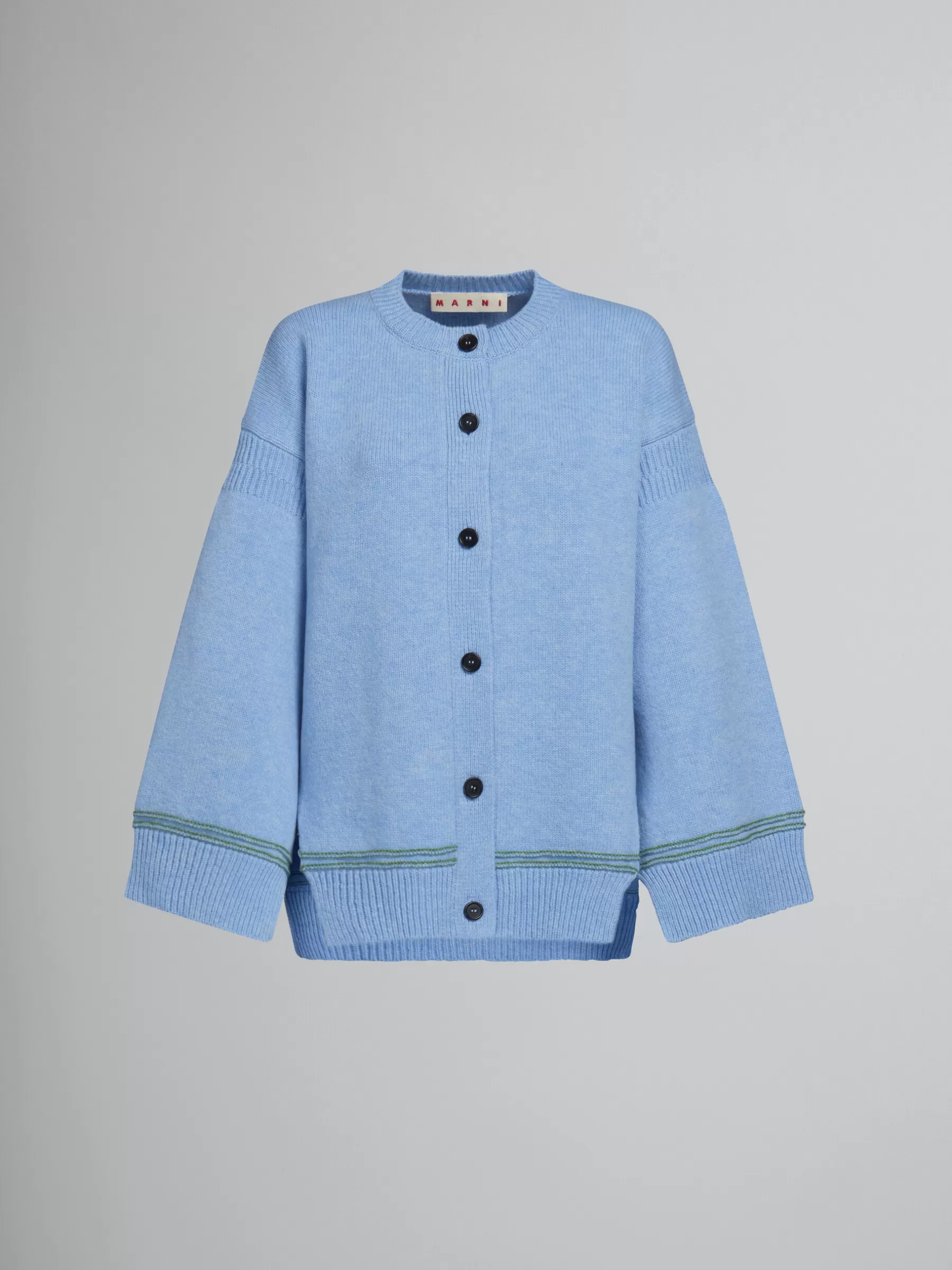 Marni Blue Wool Cardigan With Kimono Sleeves IRISBLUE Online