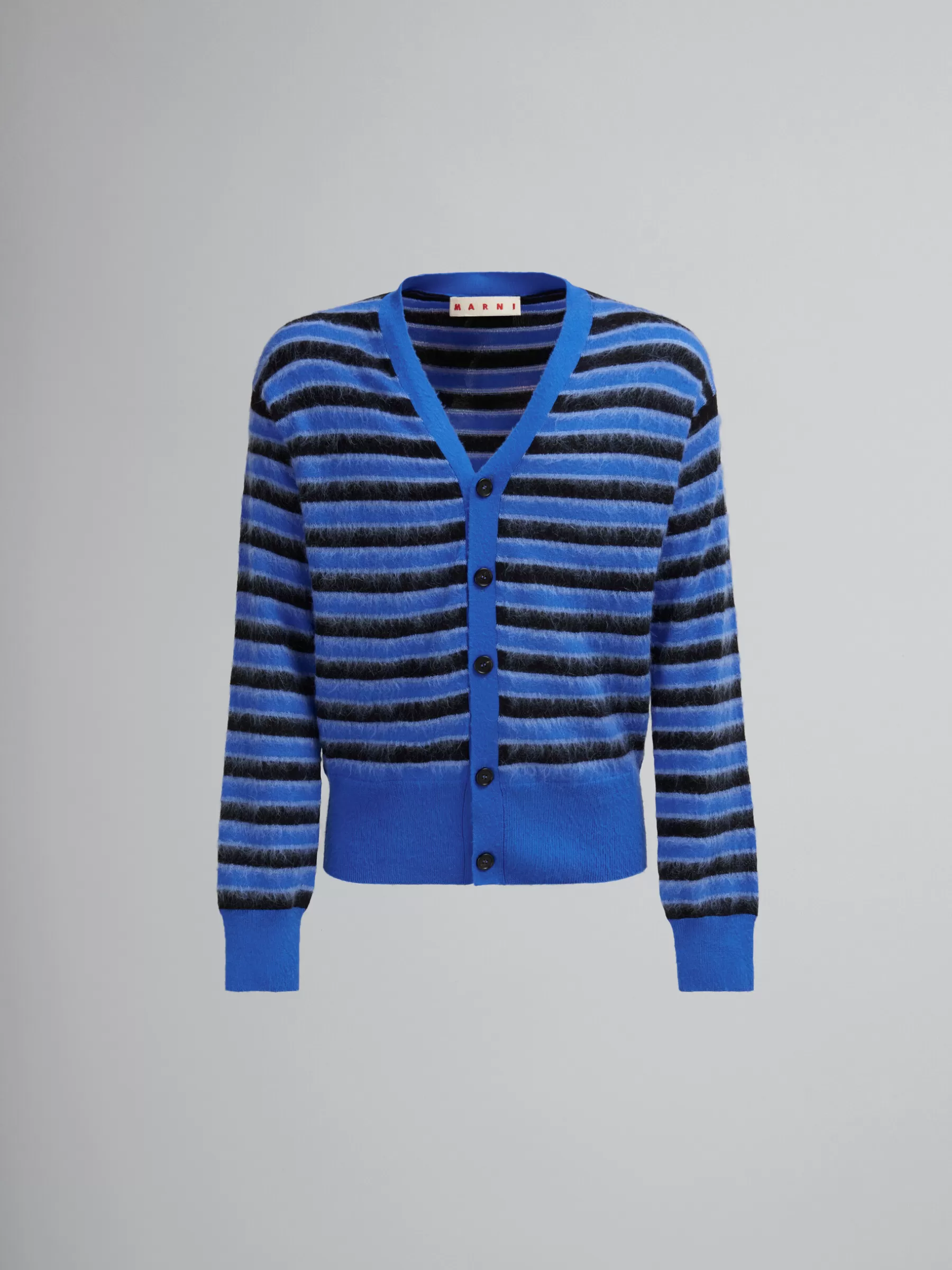 Marni Blue Wool-mohair Striped Cardigan MAZARINEBLUE Discount