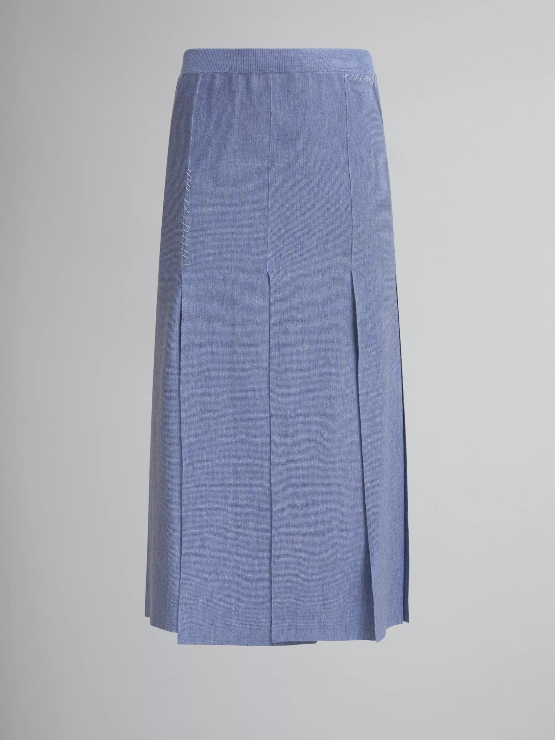 Marni Blue Wool-silk Skirt With Raw-cut Slits OPAL Sale