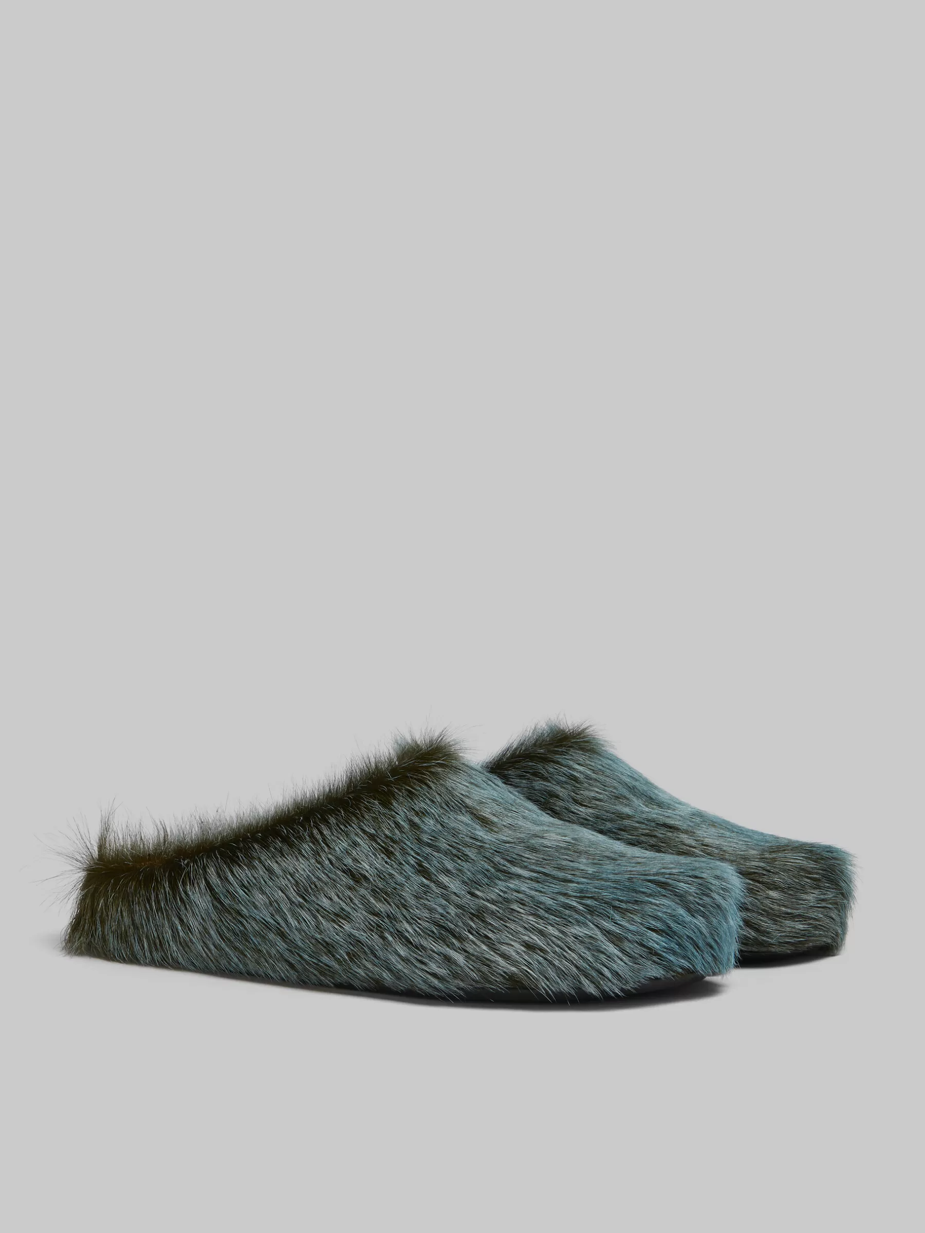 Marni Blue-grey Long Hair Calfskin Fussbett Sabot BLUESODALITE Store