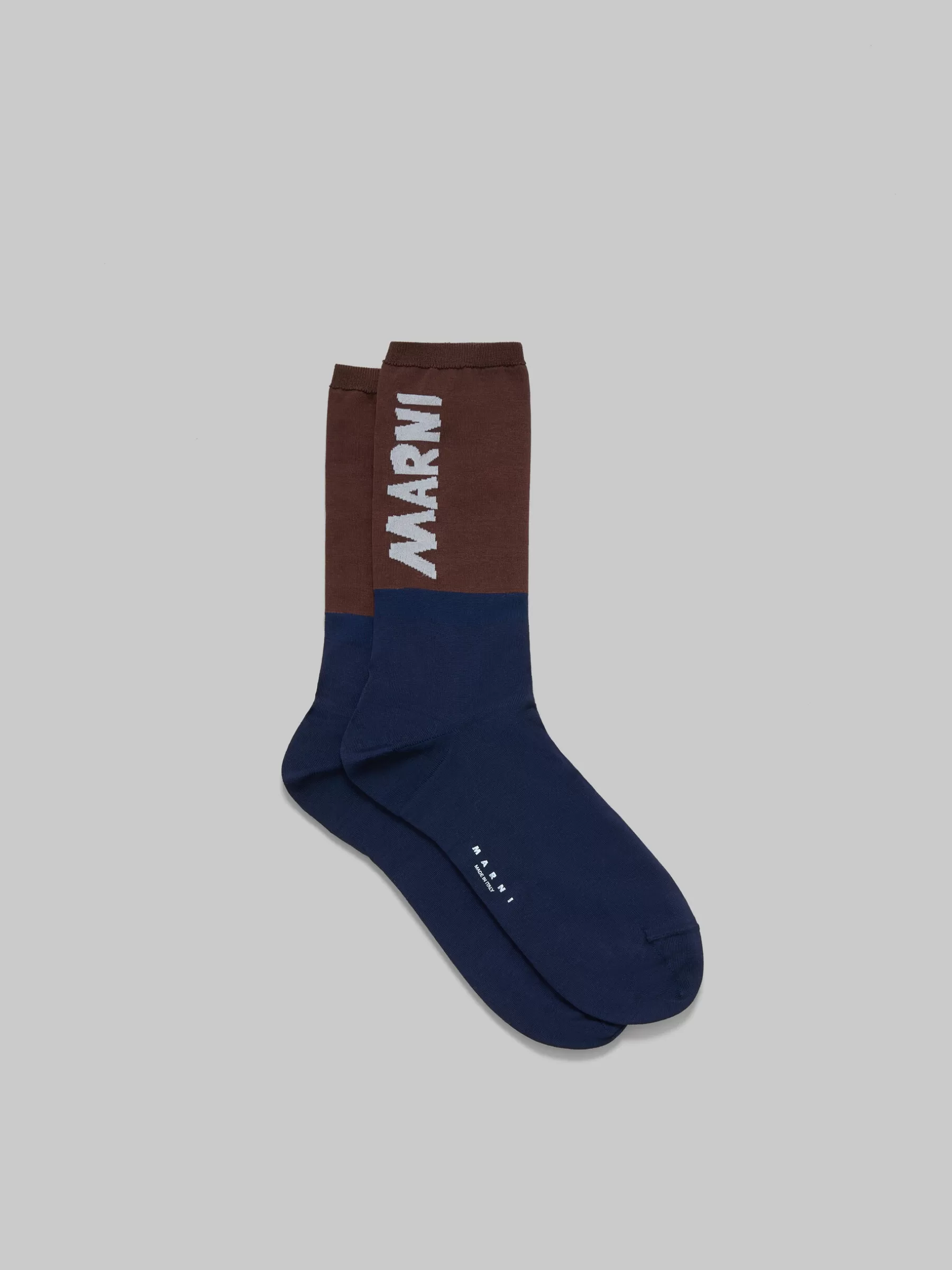 Marni Brown And Blue Socks With Logo TONIC Hot