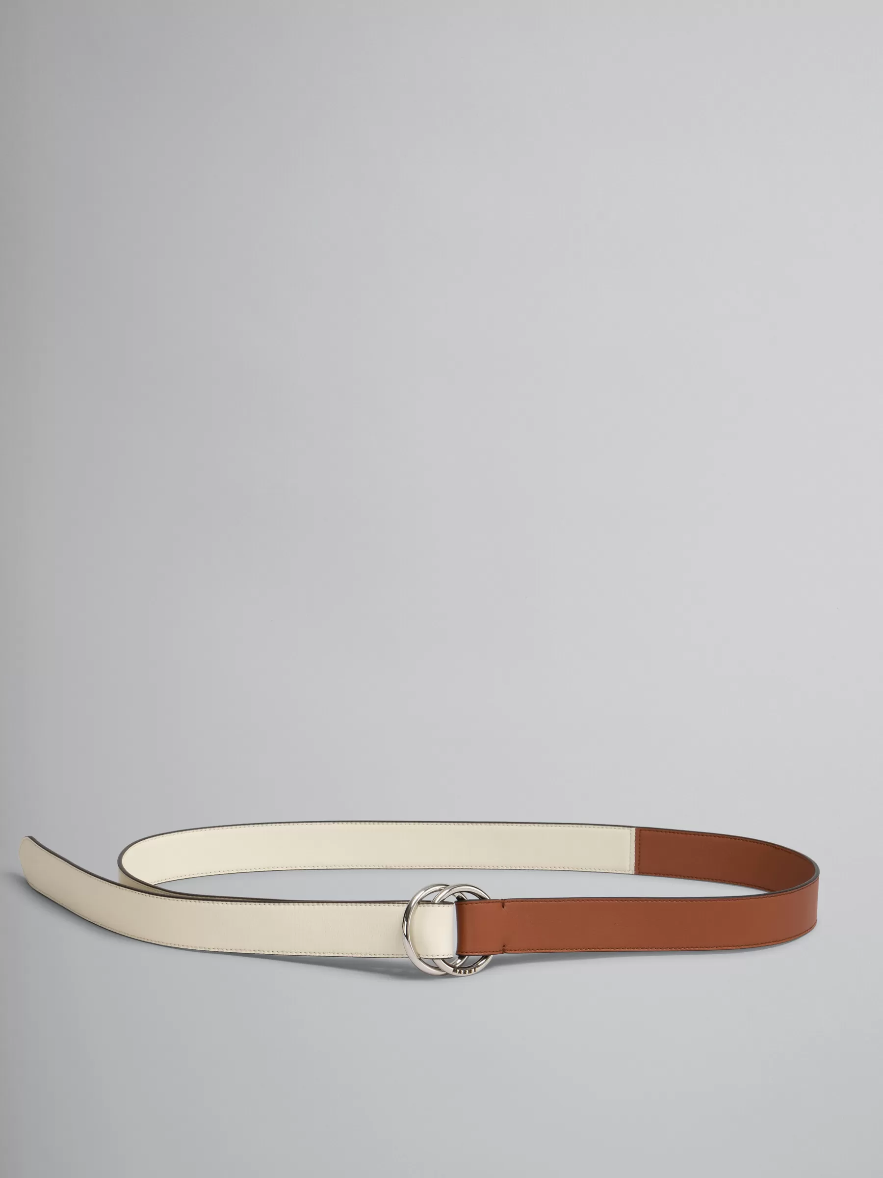 Marni Brown And Cream Leather Belt With Ring Buckle CINNAMON/SHELL Shop