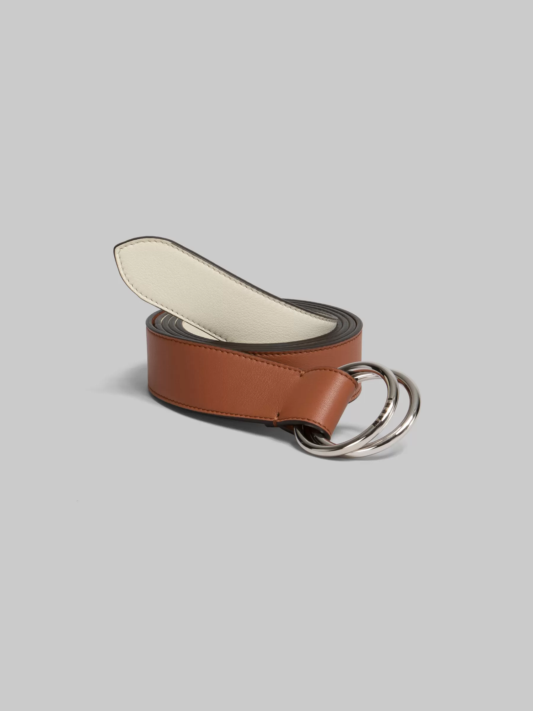 Marni Brown And Cream Leather Belt With Ring Buckle CINNAMON/SHELL Shop