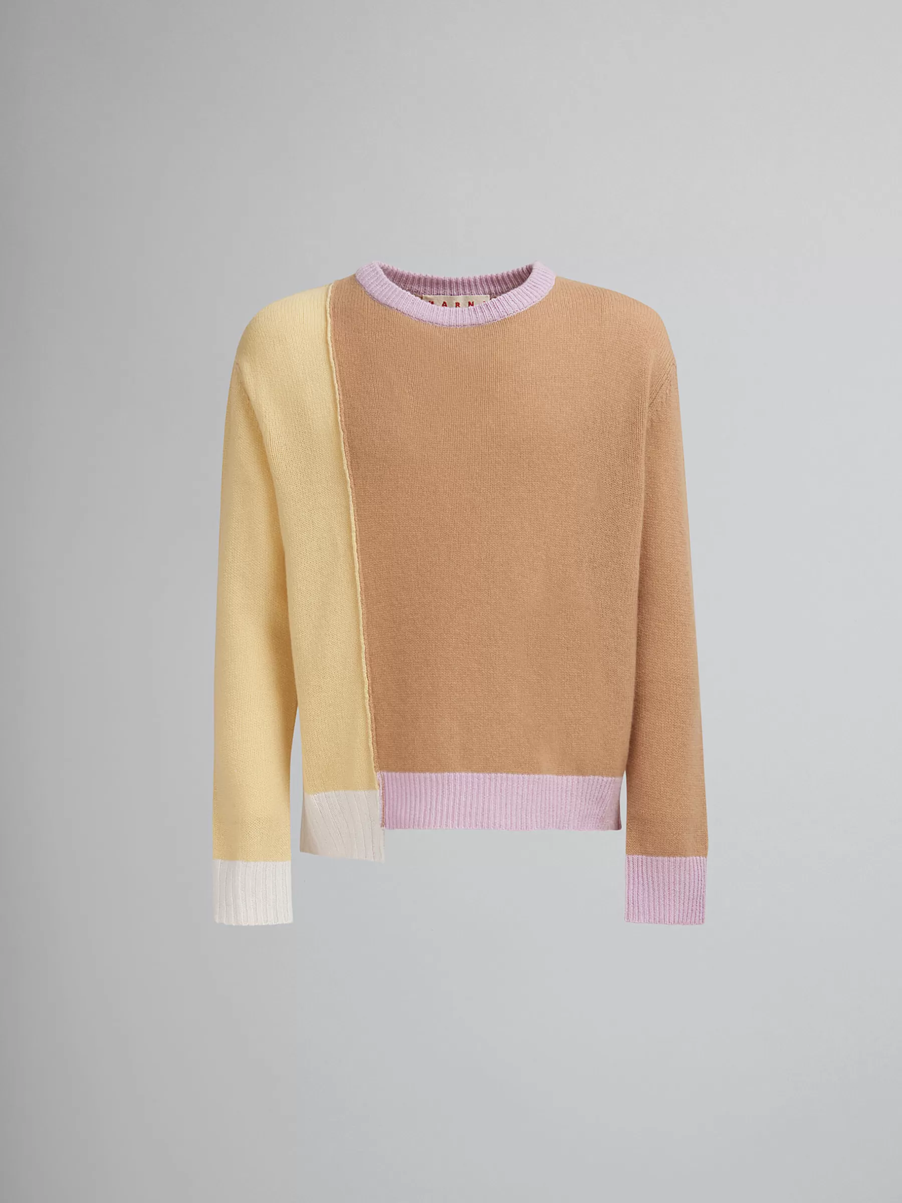 Marni Brown Cashmere Colour-block Jumper ENDIVE/PINK Store