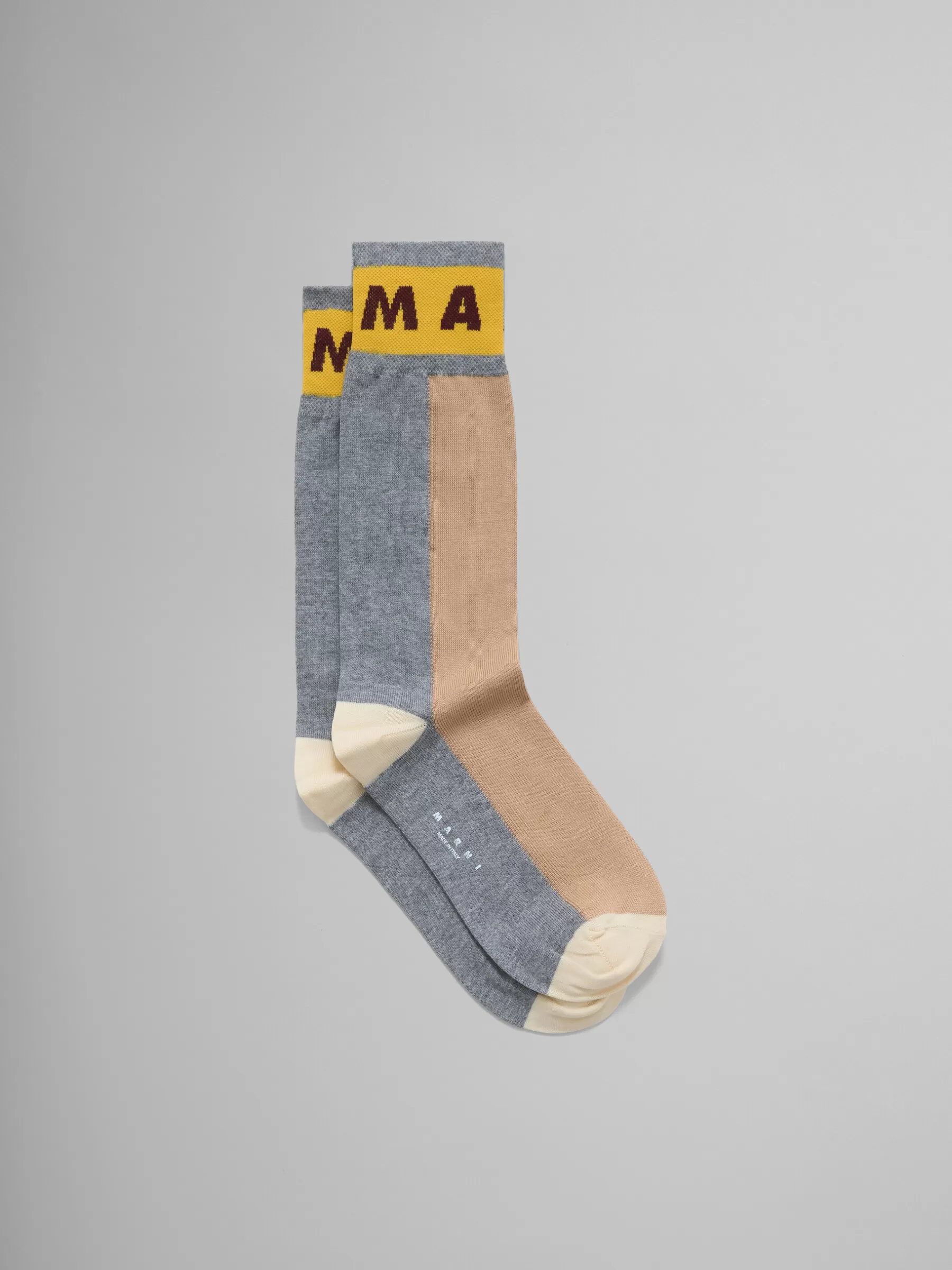 Marni Brown Colour-block Cotton Socks EARTHOFSIENA Cheap