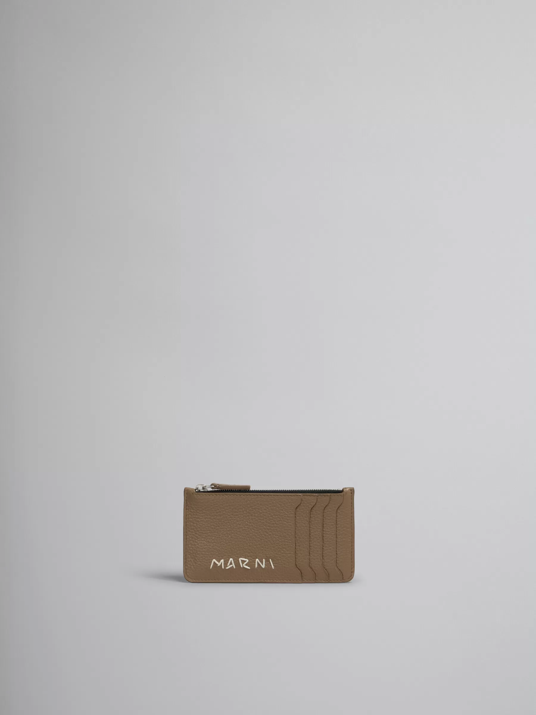 Marni Brown Leather Card Case With Mending CRETA Clearance