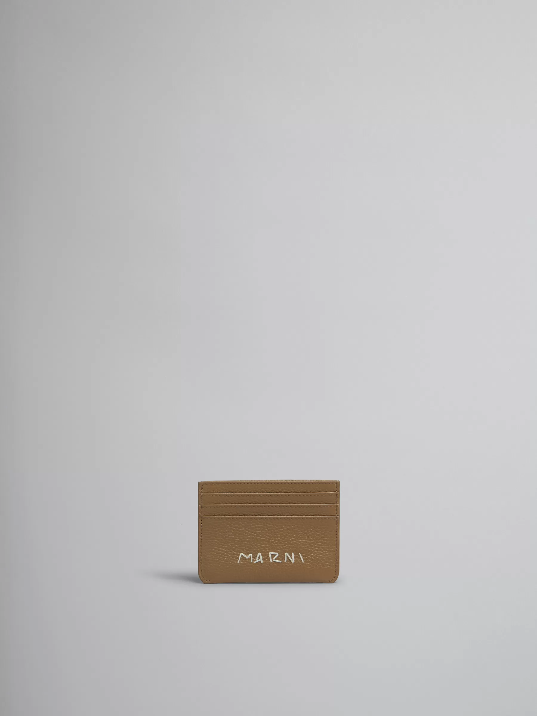 Marni Brown Leather Cardholder With Mending CRETA Store