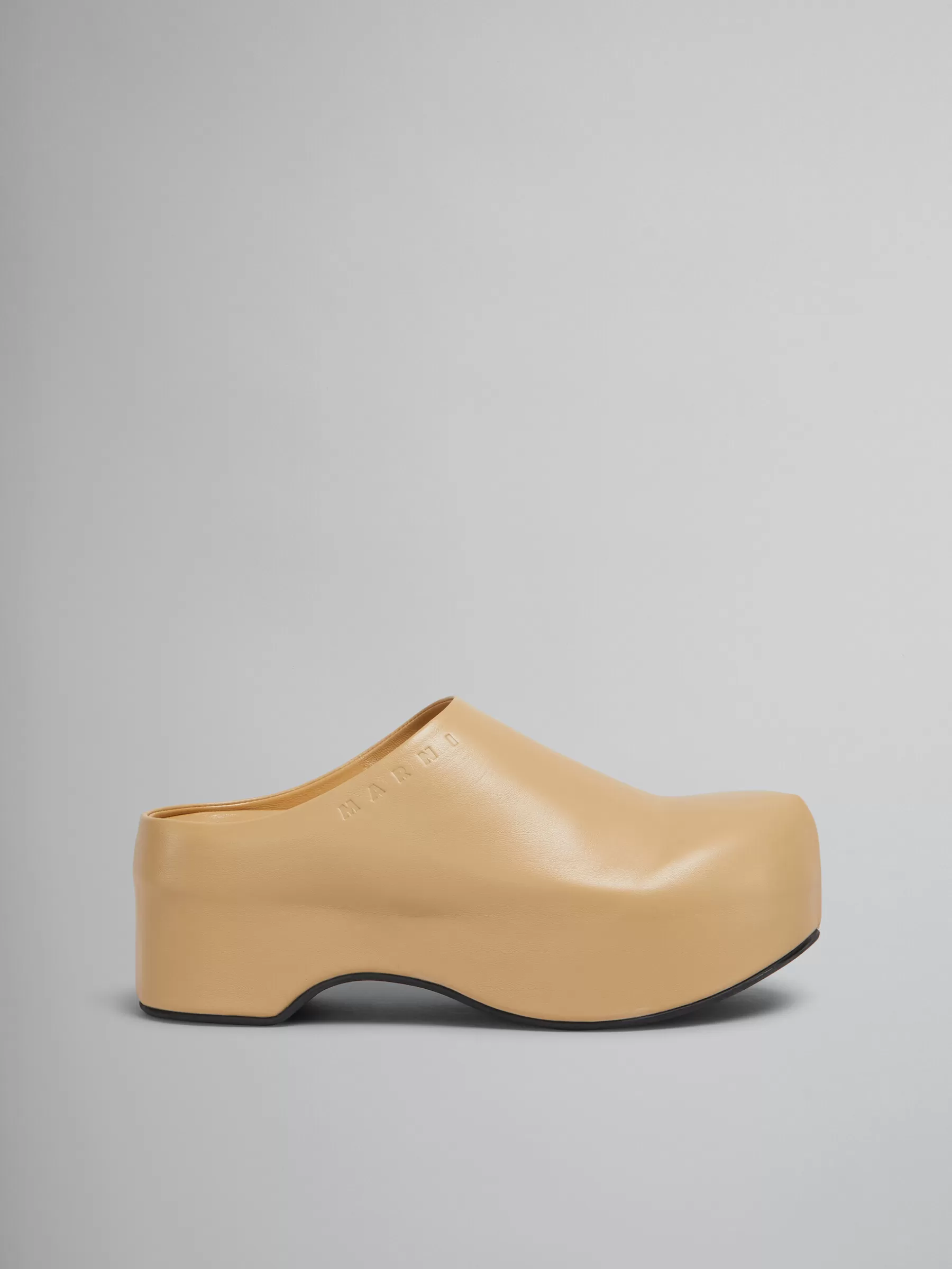 Marni Brown Leather Chunky Clog Sabot NOMAD/BEIGE Flash Sale