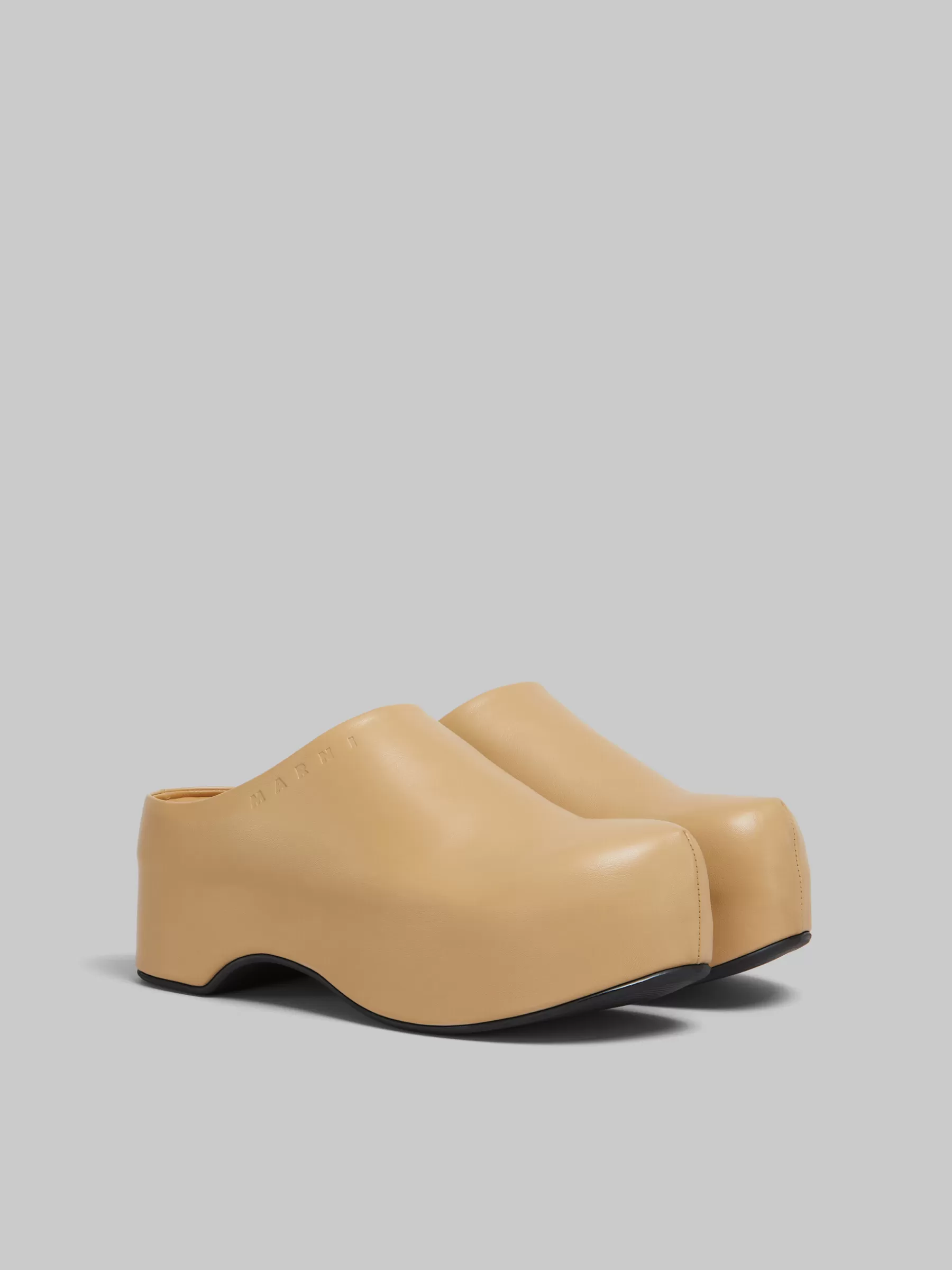 Marni Brown Leather Chunky Clog Sabot NOMAD/BEIGE Flash Sale