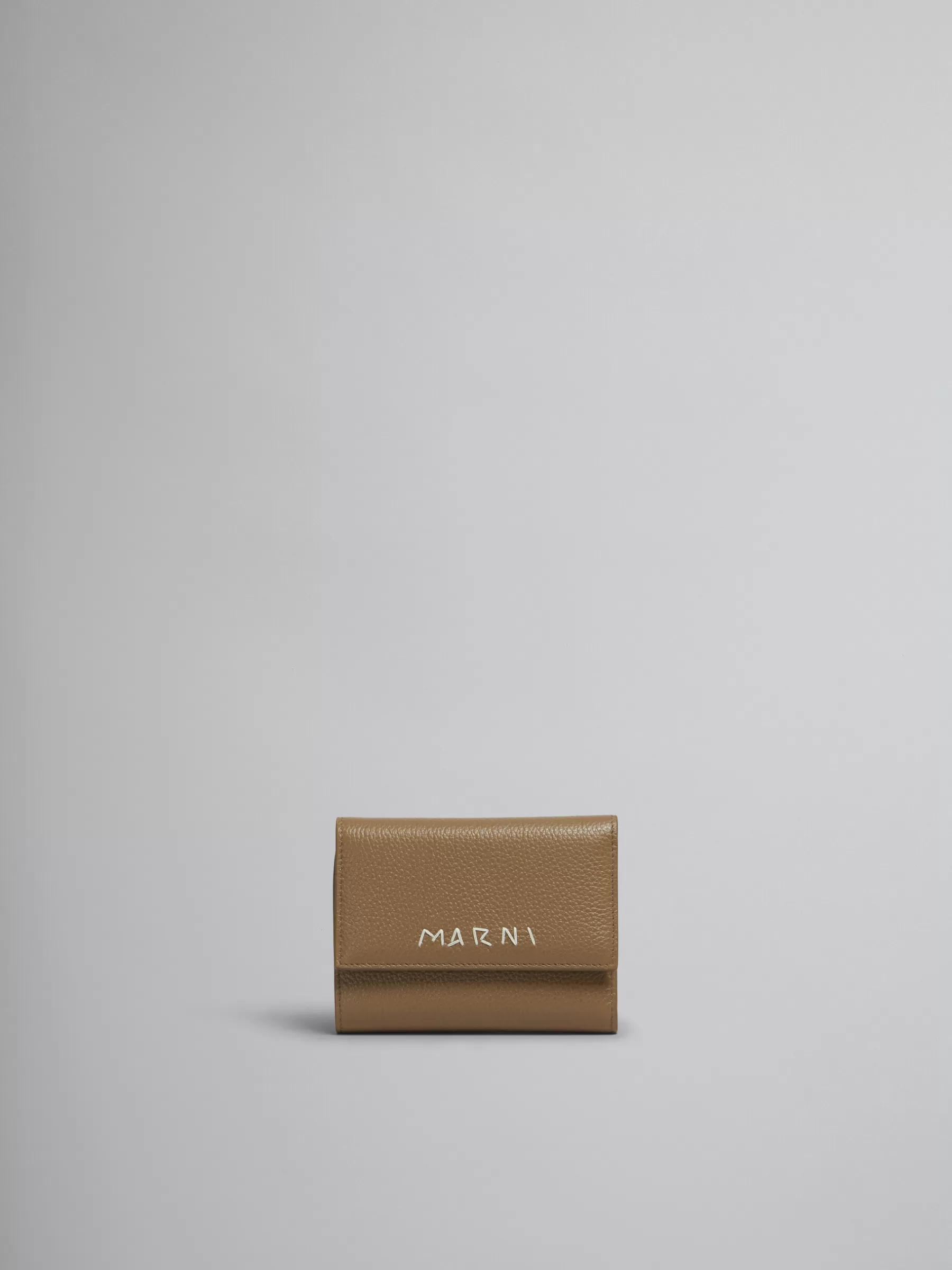 Marni Brown Leather Trifold Wallet With Mending CRETA New