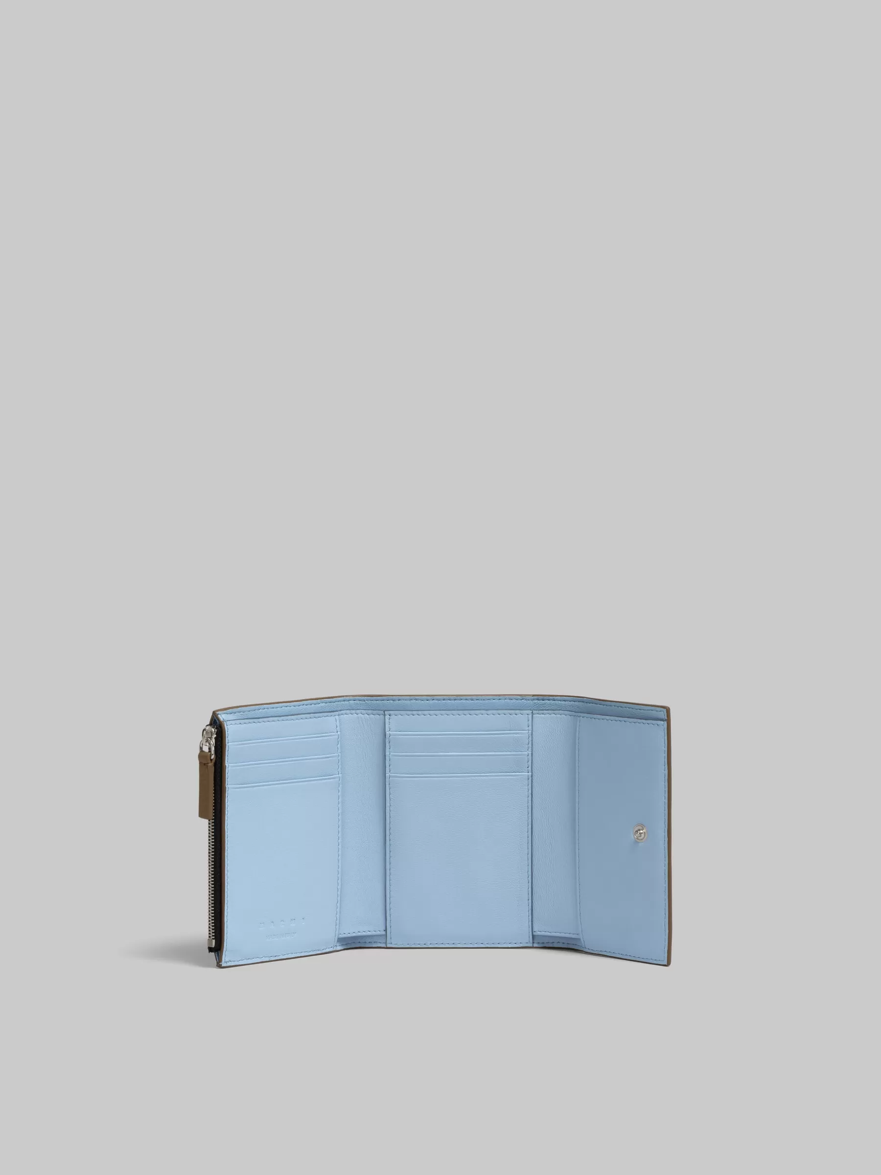 Marni Brown Leather Trifold Wallet With Mending CRETA New