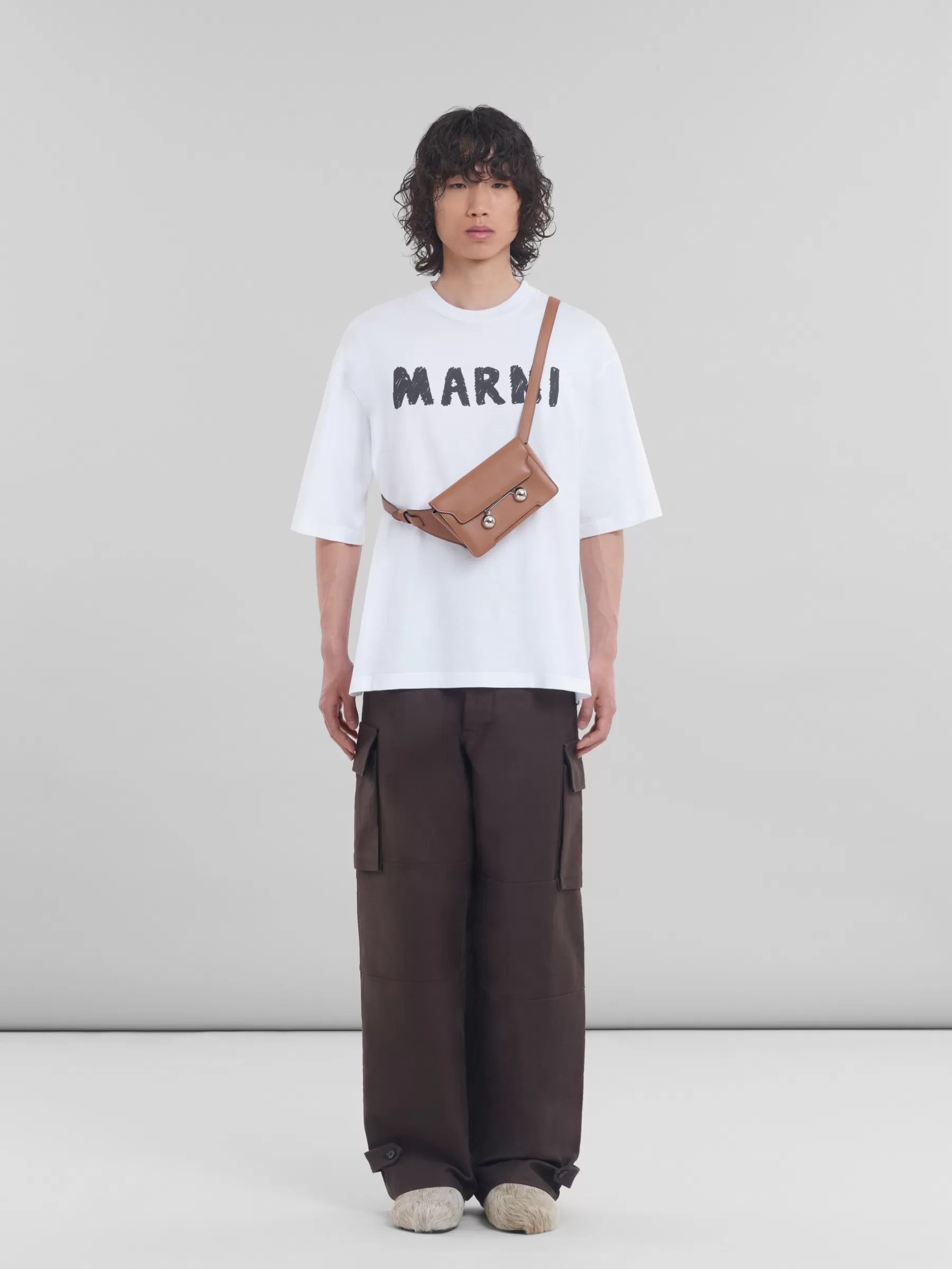 Marni Brown Leather Trunkaroo Crossbody Bag CINNAMON Fashion