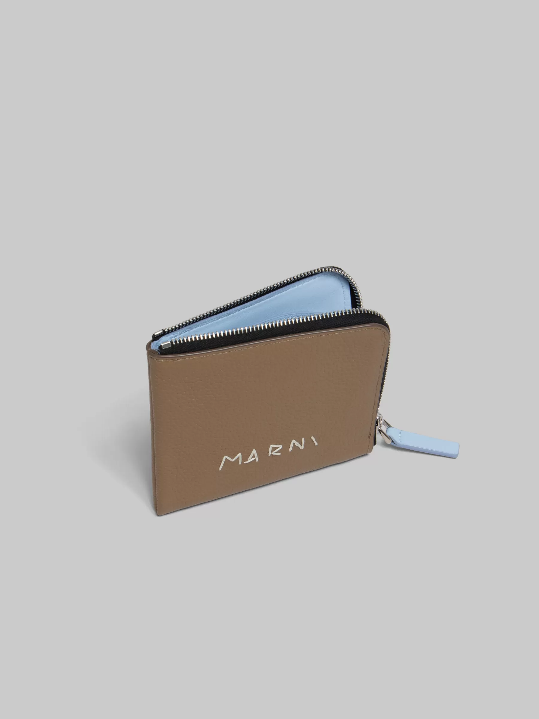 Marni Brown Leather Zip-around Wallet With Mending CRETA Fashion