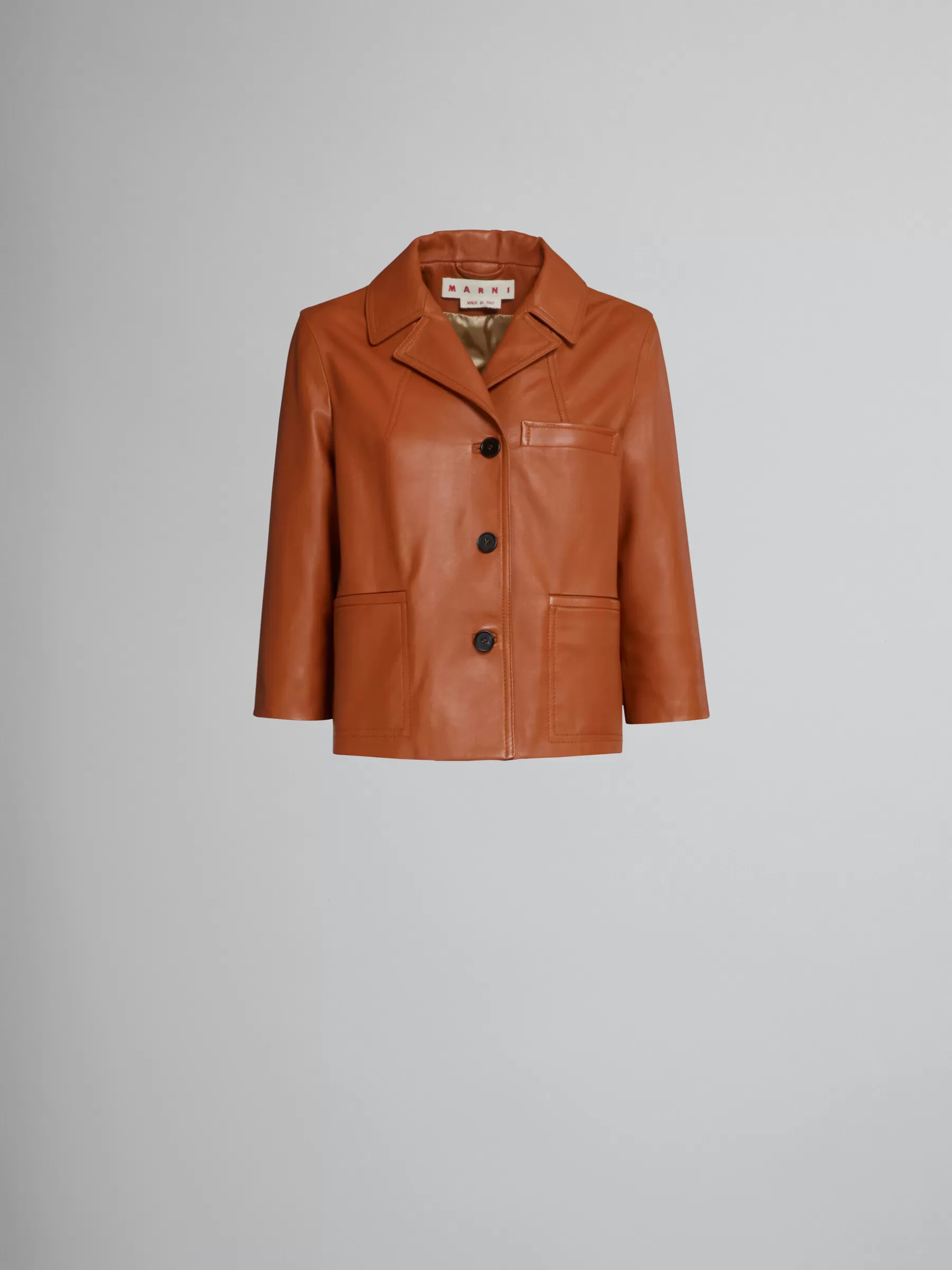 Marni Brown Nappa Leather Jacket GOLDBROWN Shop