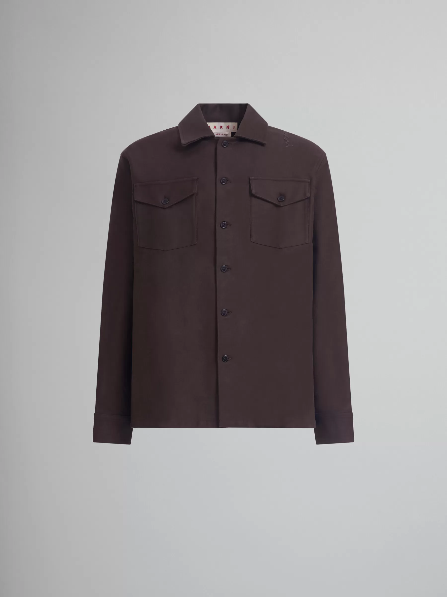 Marni Brown Organic Cotton Satin Shirt MOCA Sale