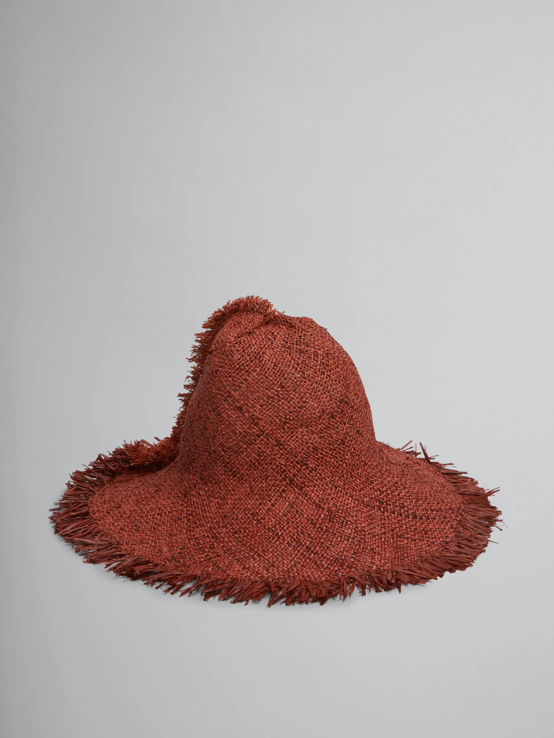 Marni Brown Raffia Hat With Fringed Brim COGNAC Sale