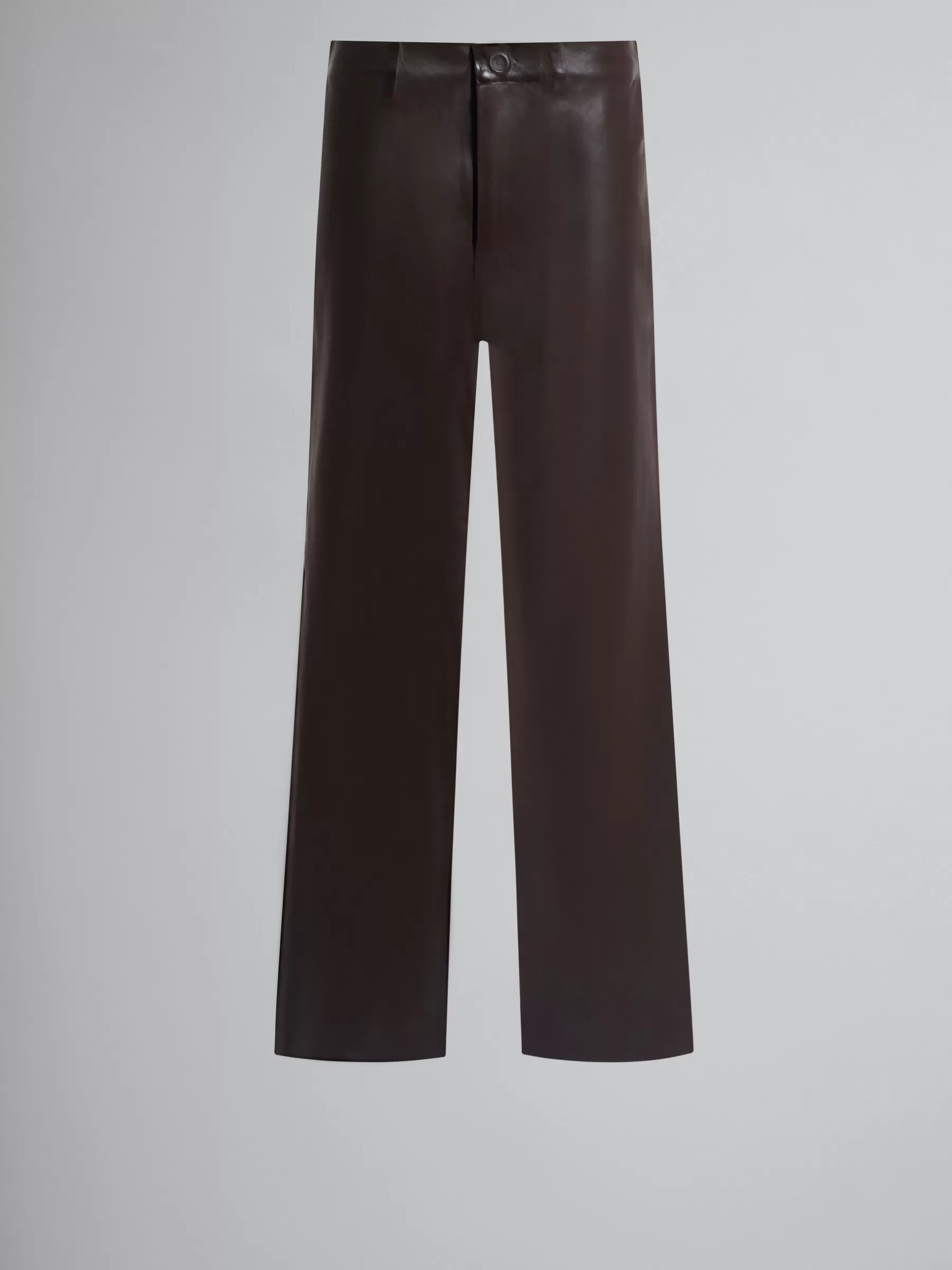 Marni Brown Wool And Coated Fabric Trousers ATMOSPHERE Cheap