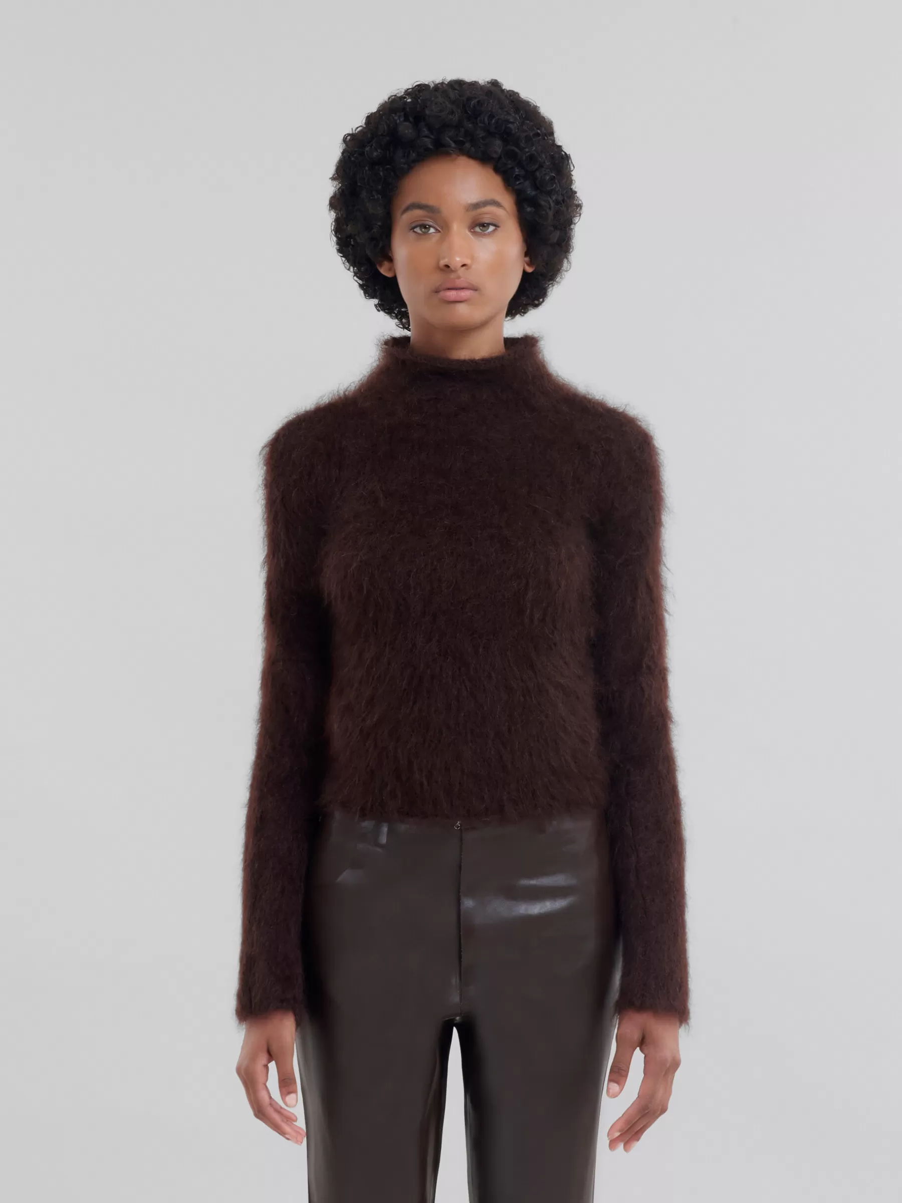 Marni Brushed Brown Mohair Turtleneck CHESTNUT Store