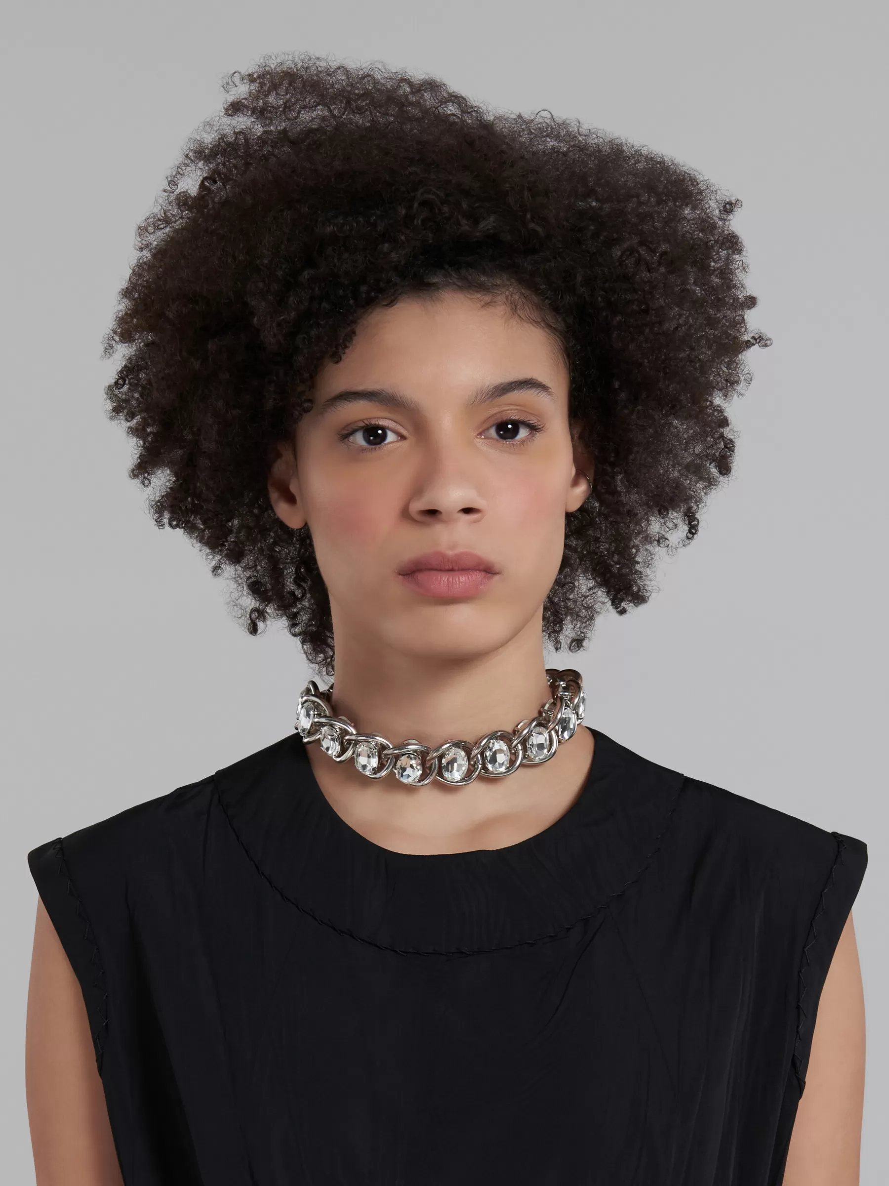 Marni Chunky Chain Necklace With Rhinestones GLASS Online