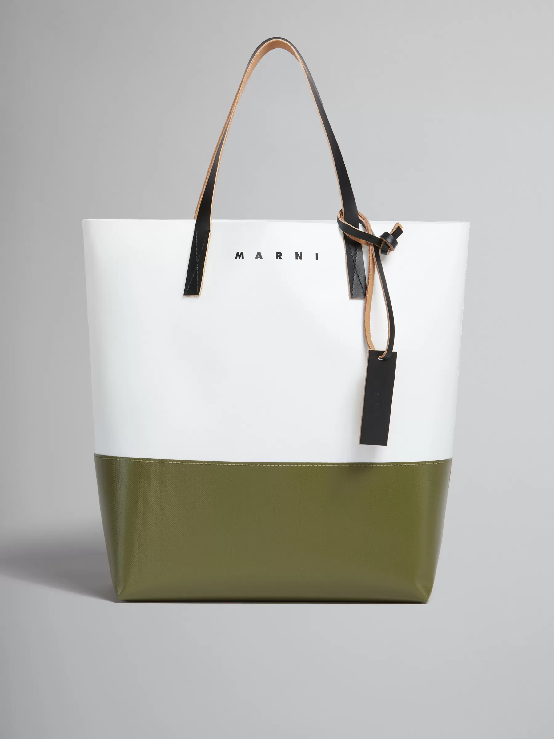 Marni Colour-block Shopping Bag LILY WHITE/LEAV GREEN Flash Sale