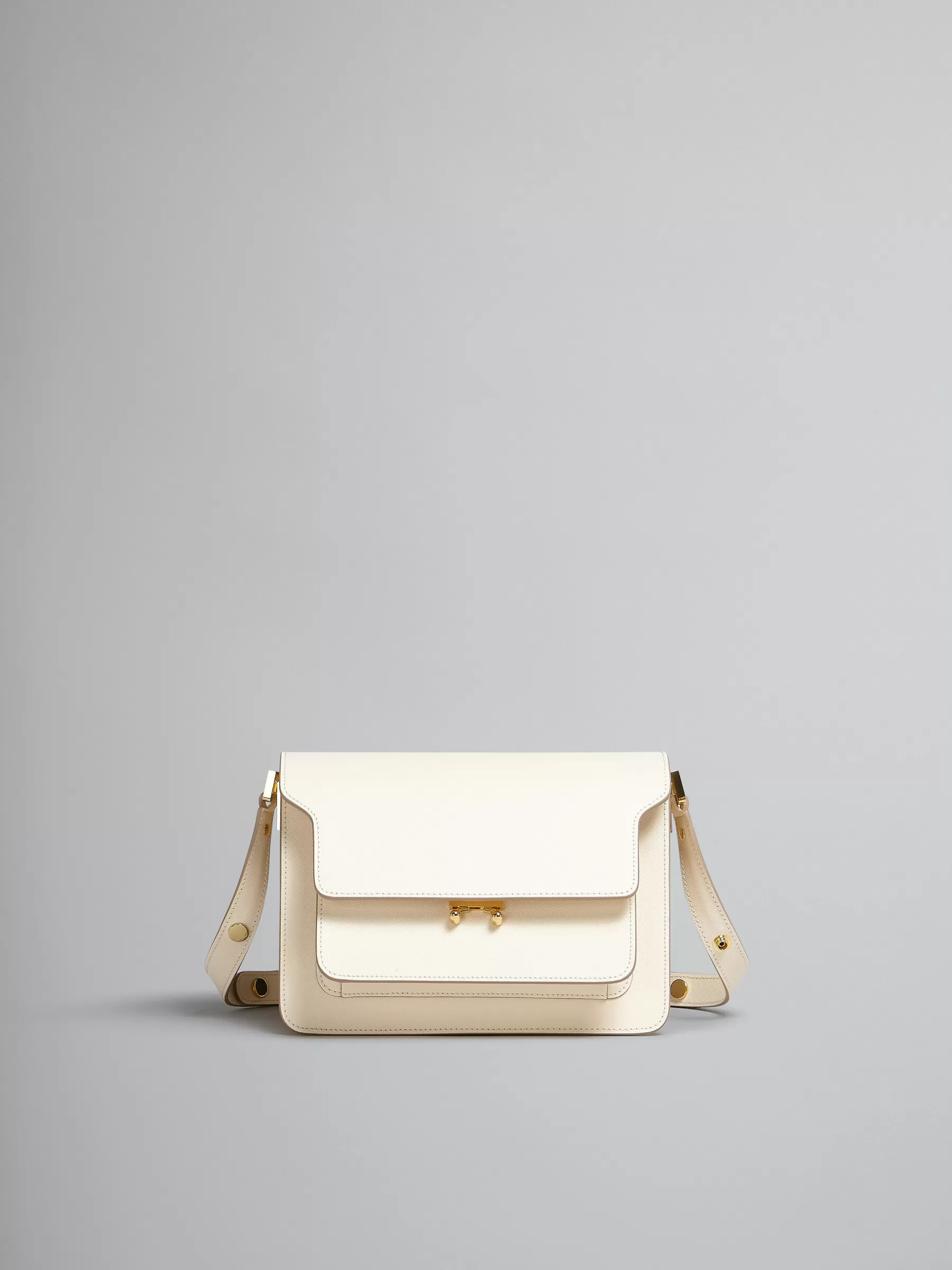 Marni Cream Saffiano Leather Medium Trunk Bag TALC Hot